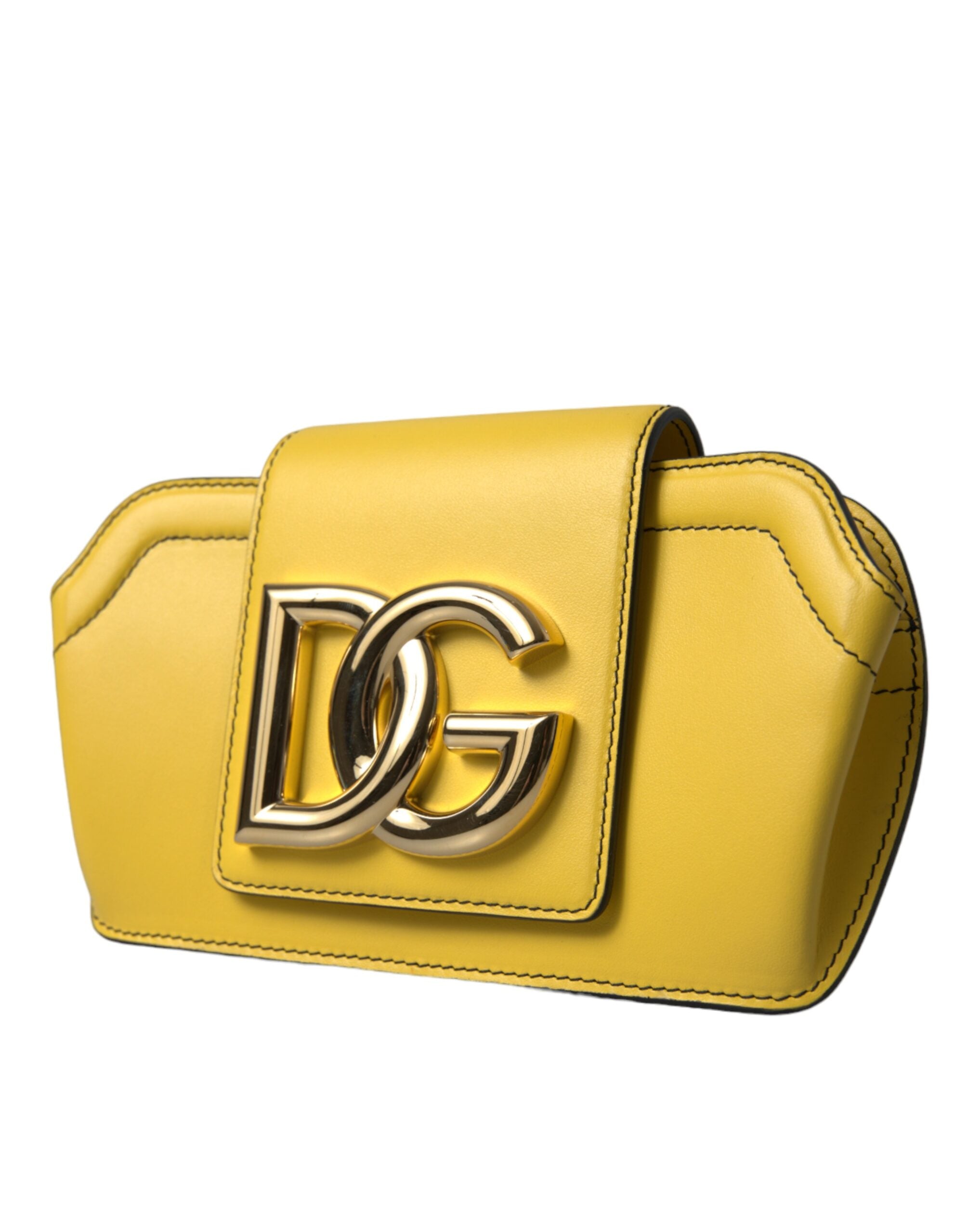 Dolce & Gabbana Gelbes Glattleder DG Logo Clutch Crossbody Case Tasche-3
