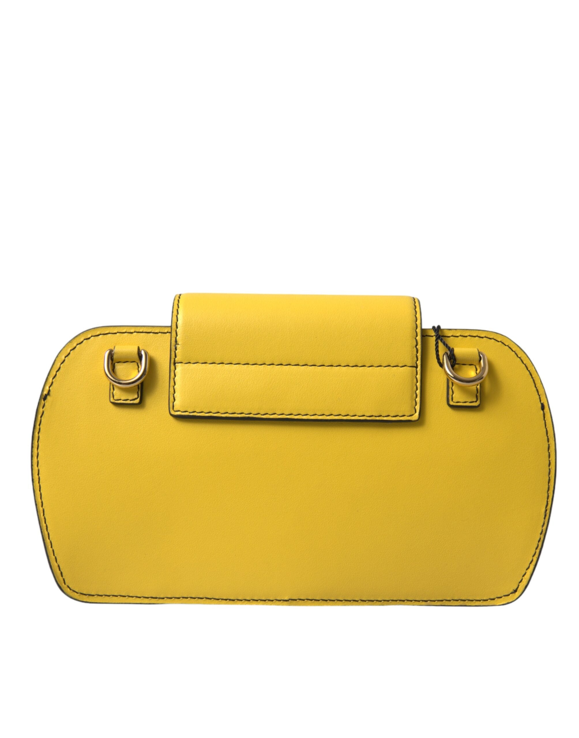 Dolce & Gabbana Gelbes Glattleder DG Logo Clutch Crossbody Case Tasche-4