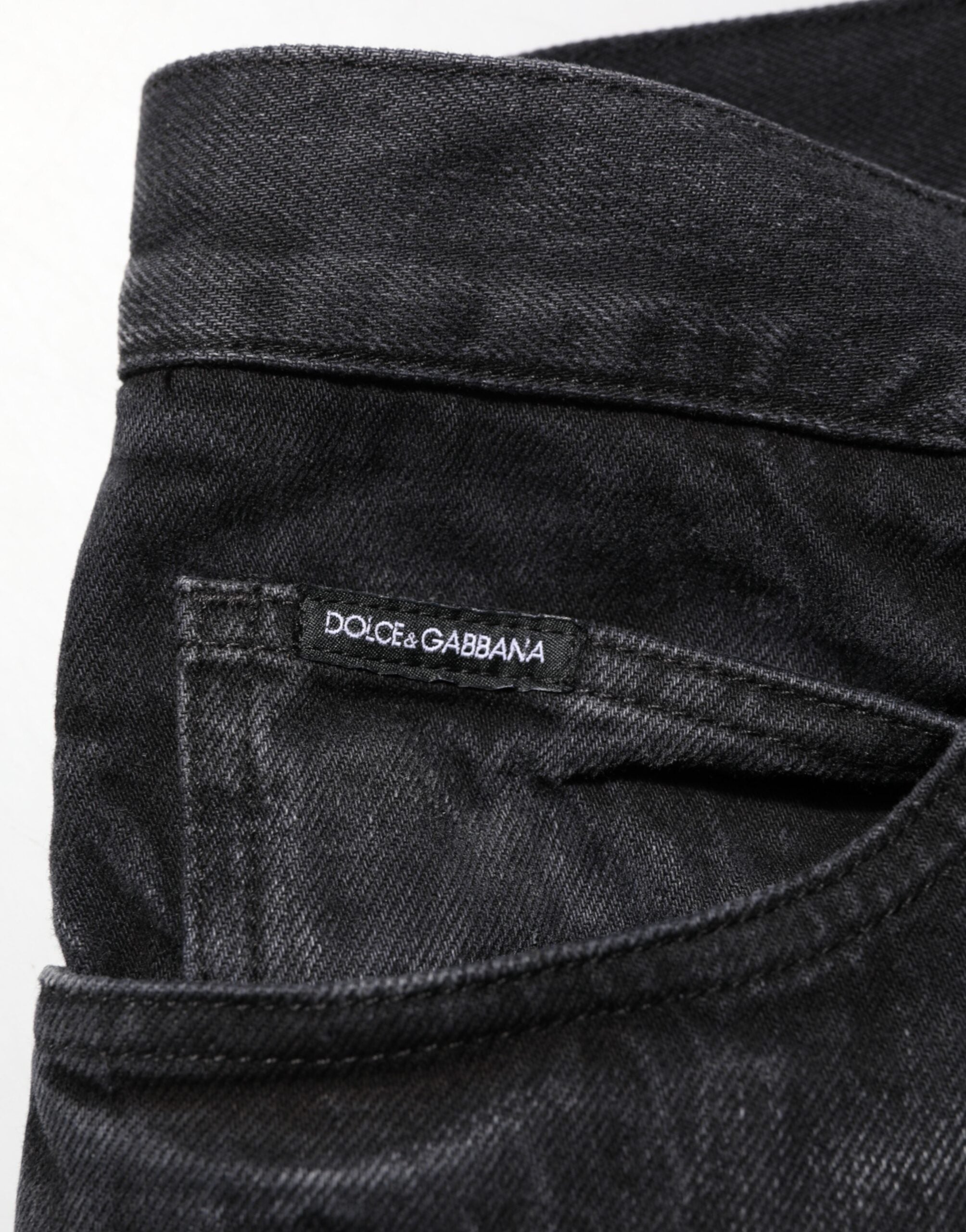Vaqueros ajustados de algodón lavado negro de Dolce & Gabbana para hombre-6