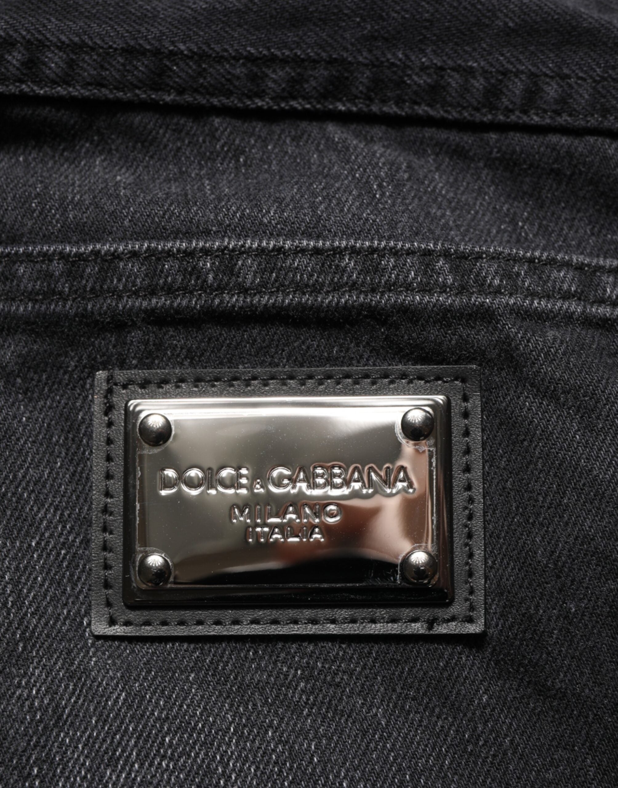 Vaqueros ajustados de algodón lavado negro de Dolce & Gabbana para hombre-7