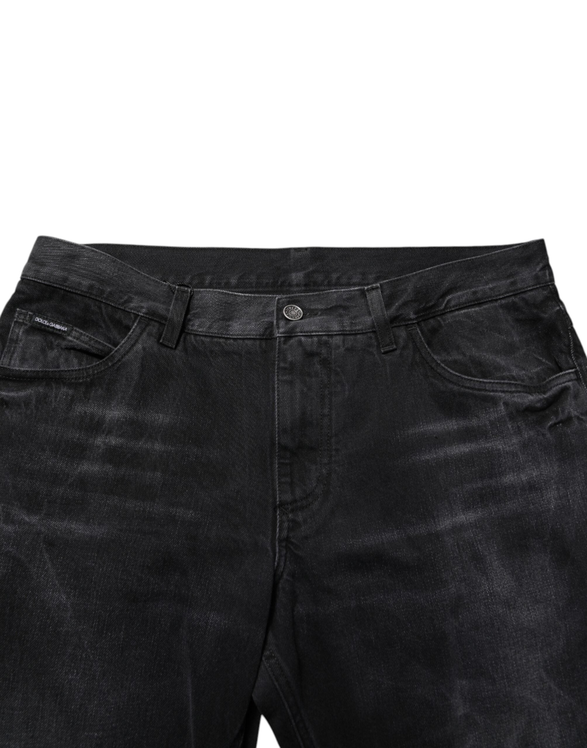 Vaqueros ajustados de algodón lavado negro de Dolce & Gabbana para hombre-5