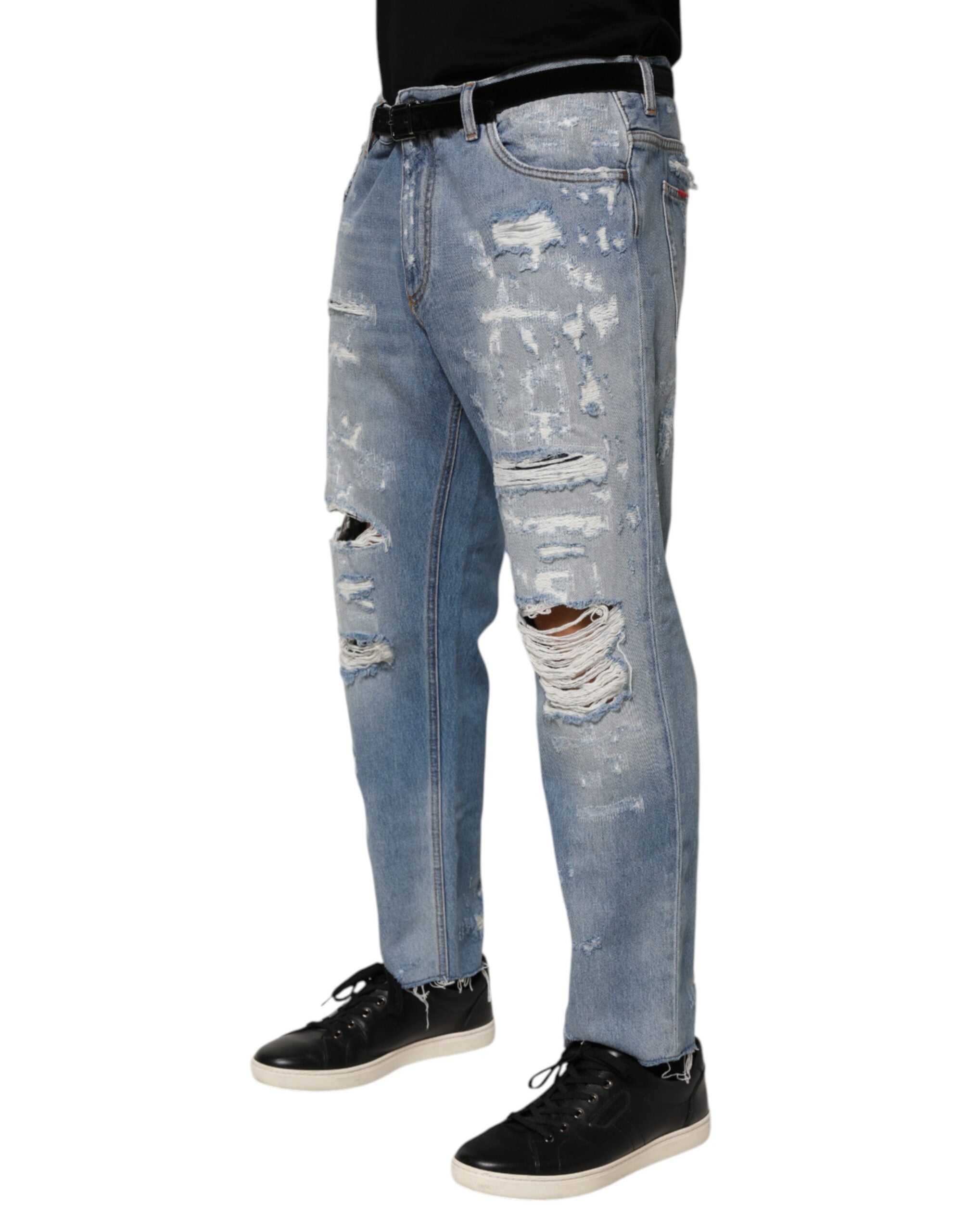 Dolce & Gabbana Blue Ripped Denim Jeans-3
