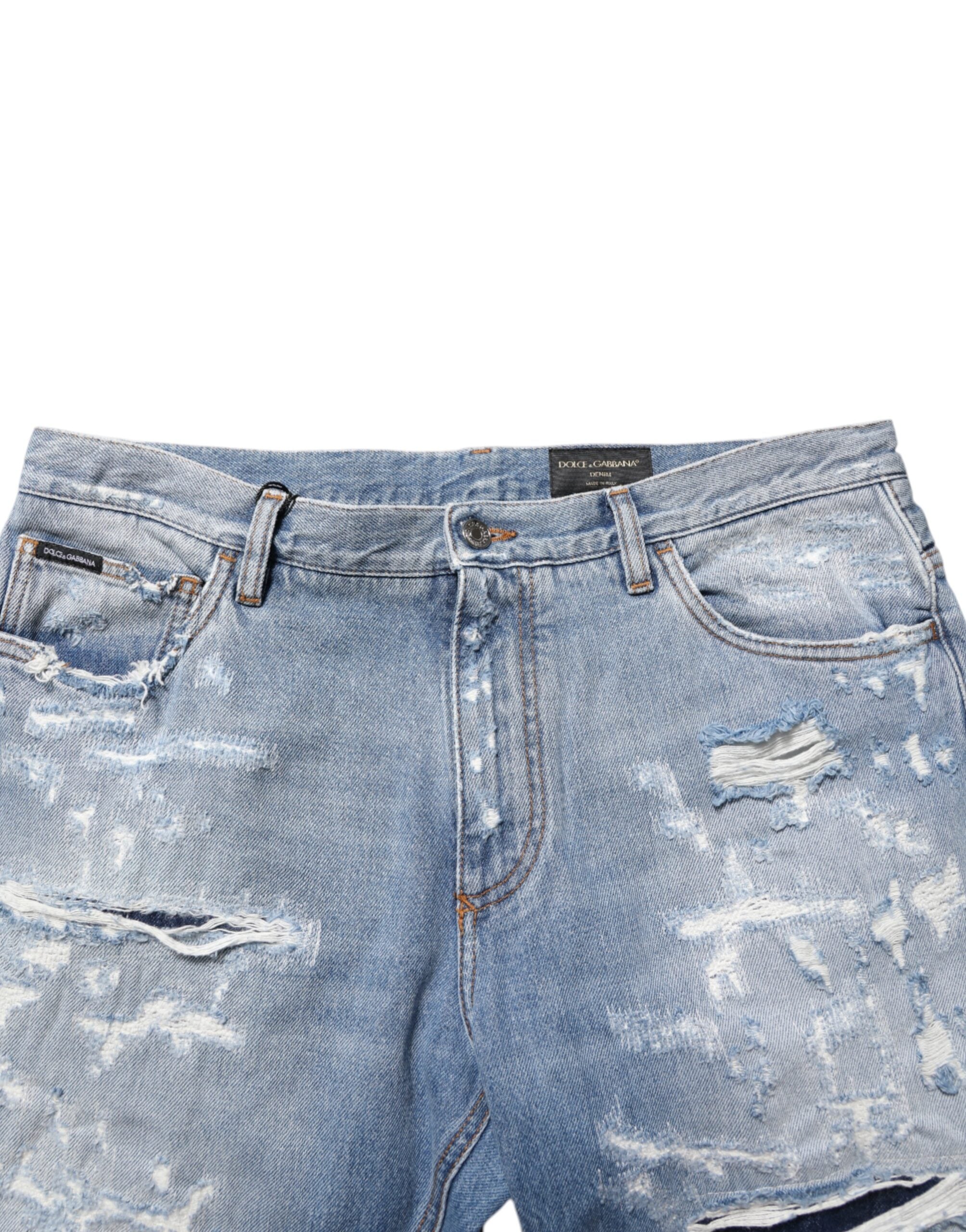 Dolce & Gabbana Blue Ripped Denim Jeans-5