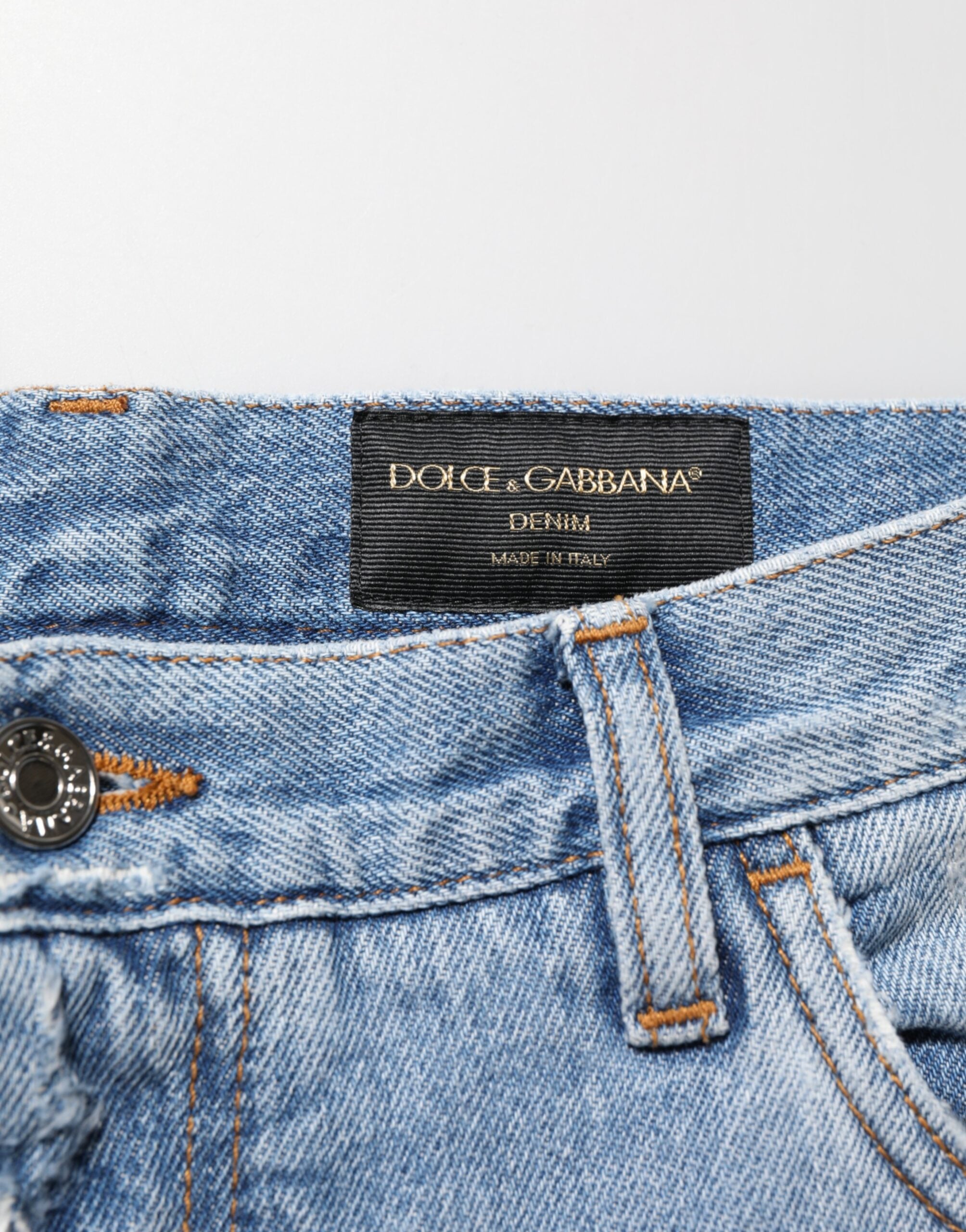 Dolce & Gabbana Blue Ripped Denim Jeans-6