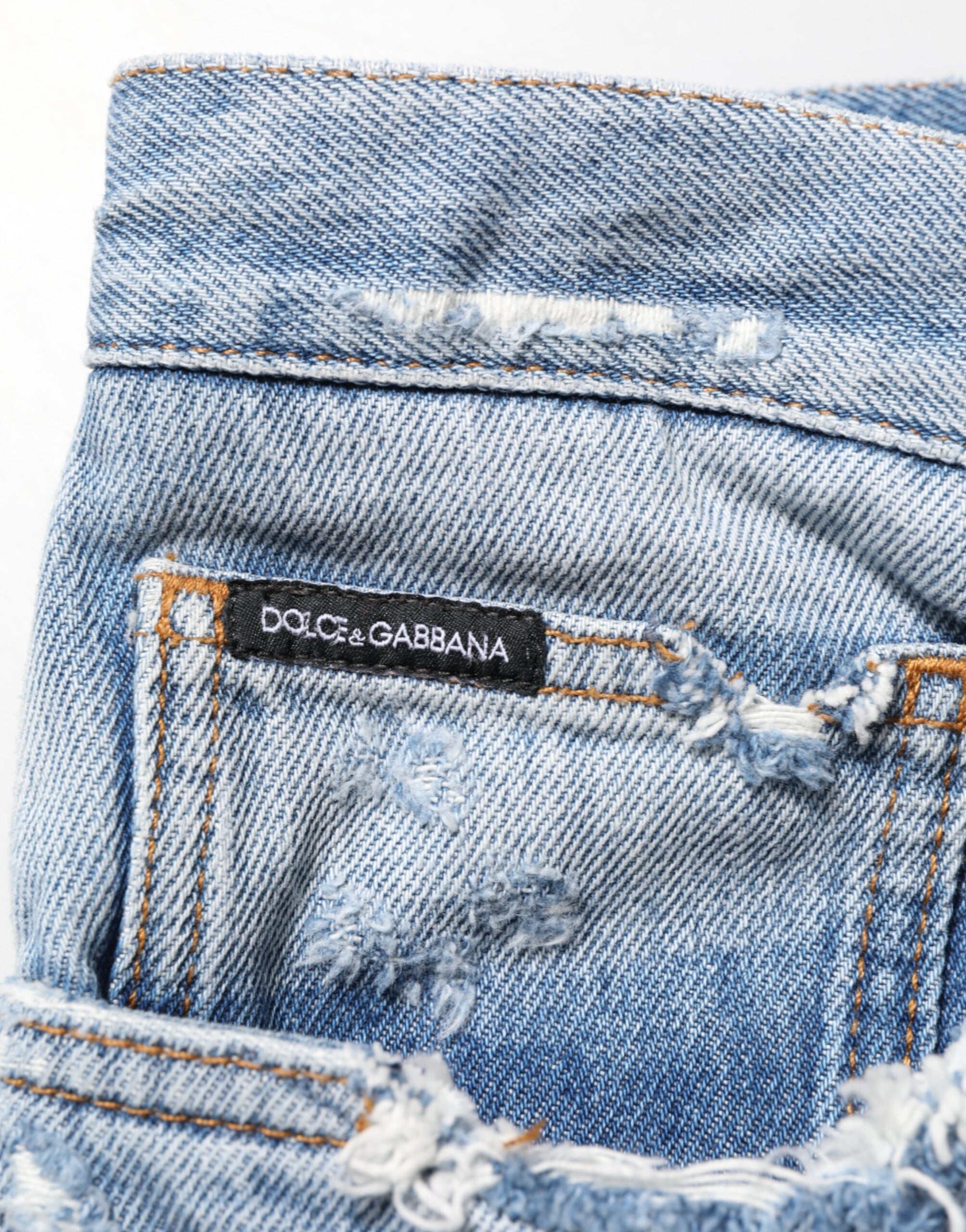 Dolce & Gabbana Blue Ripped Denim Jeans-7