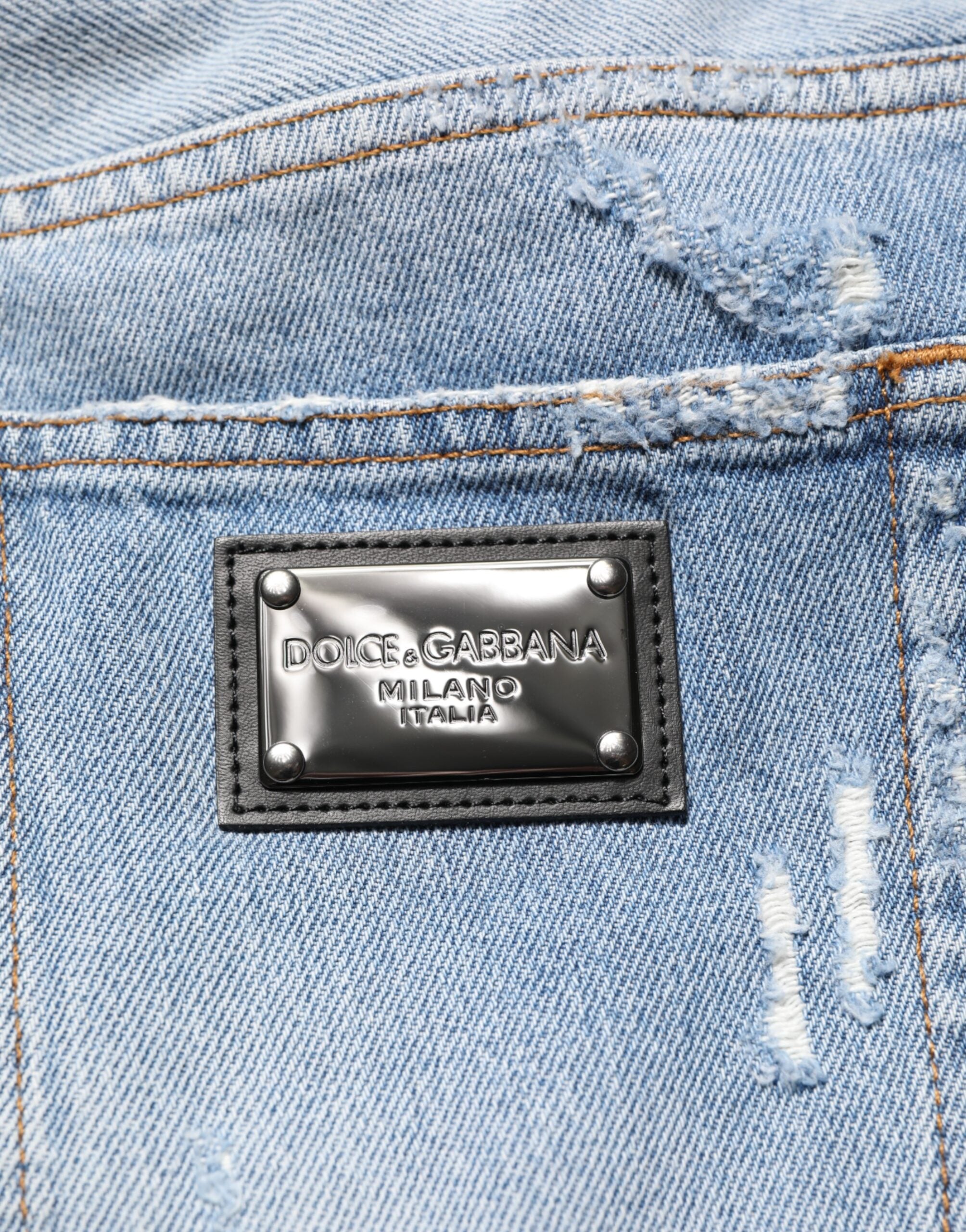 Dolce & Gabbana Blue Ripped Denim Jeans-8