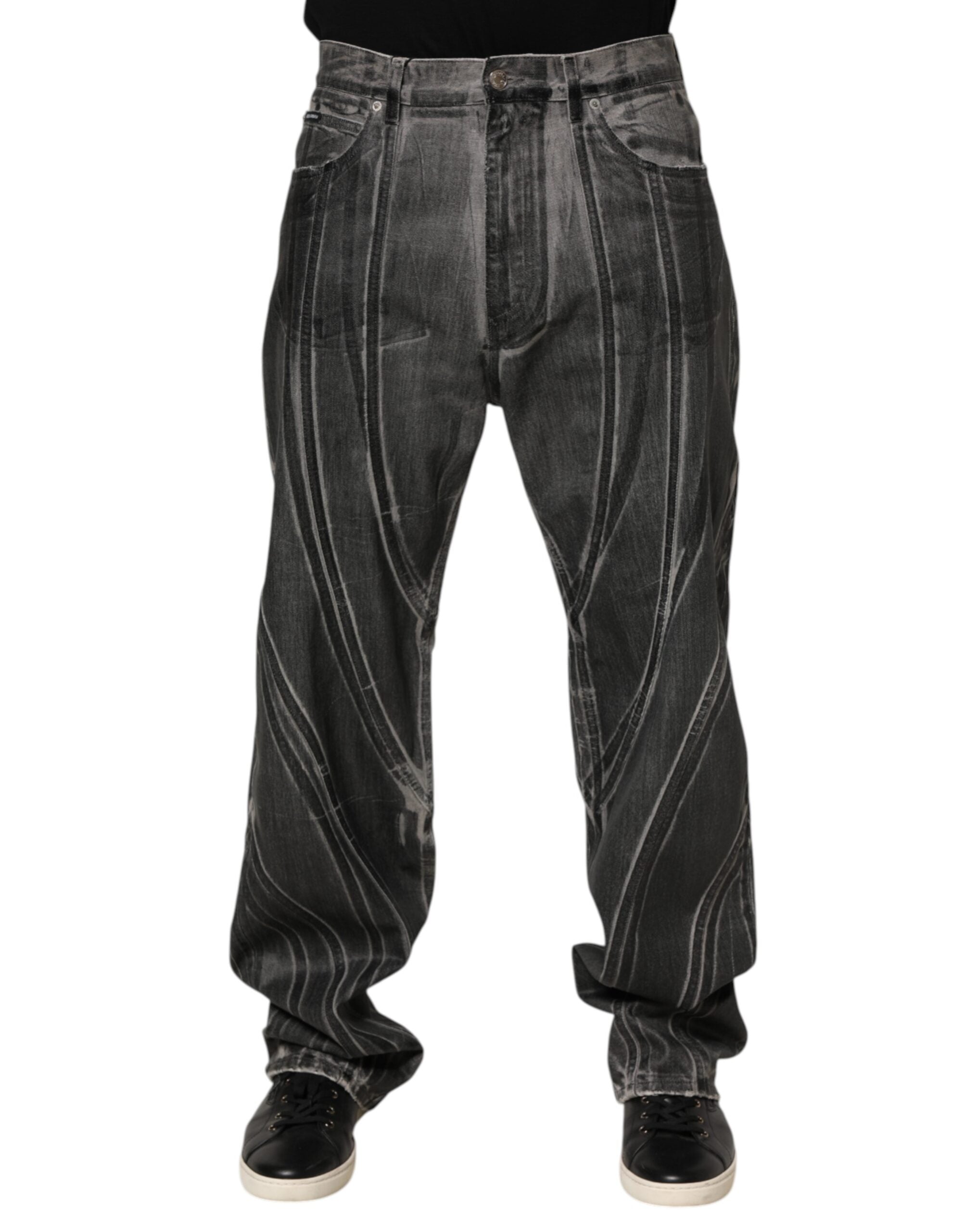 Pantalones vaqueros con estampado gráfico en gris y negro de Dolce & Gabbana-2