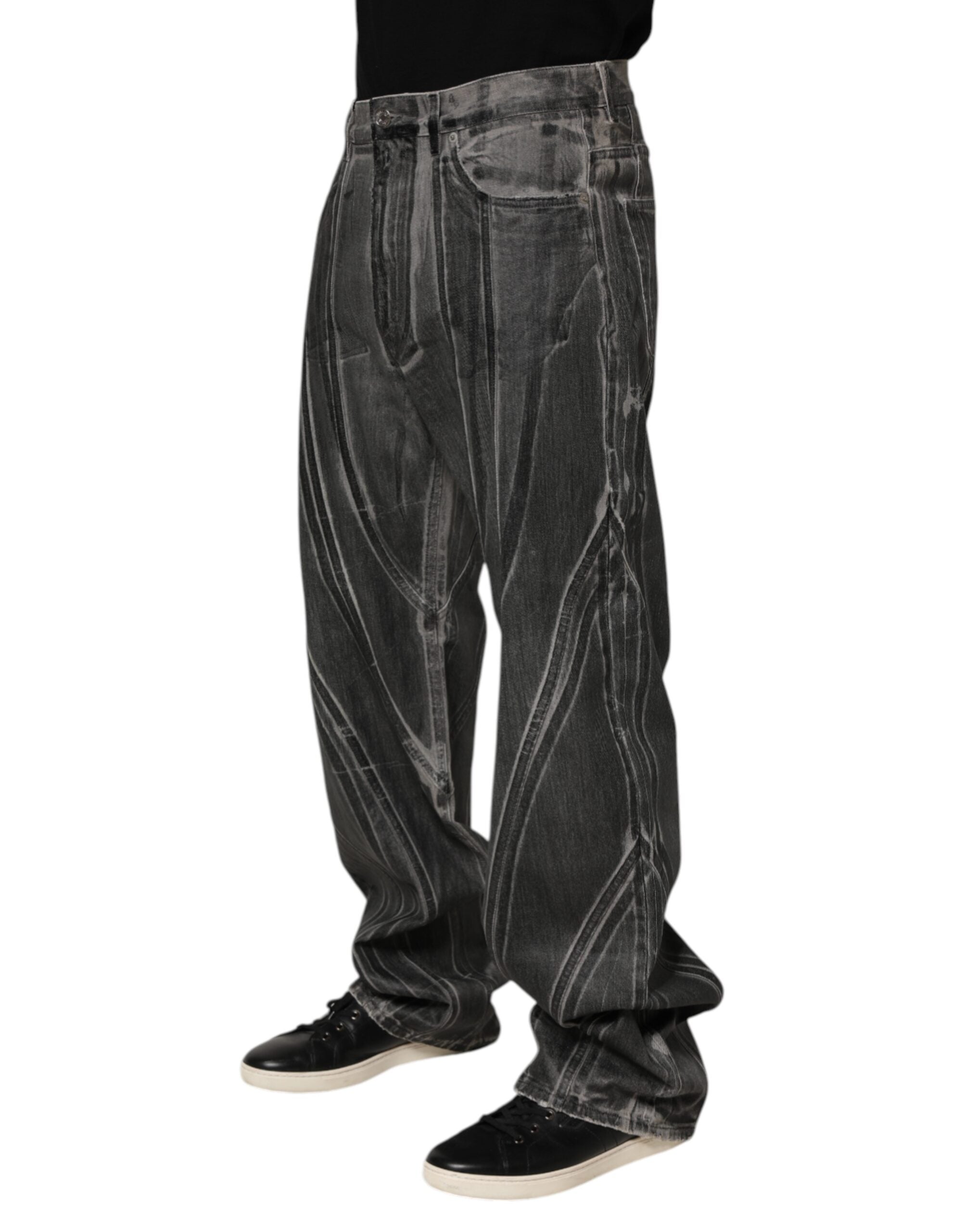 Pantalones vaqueros con estampado gráfico en gris y negro de Dolce & Gabbana-3