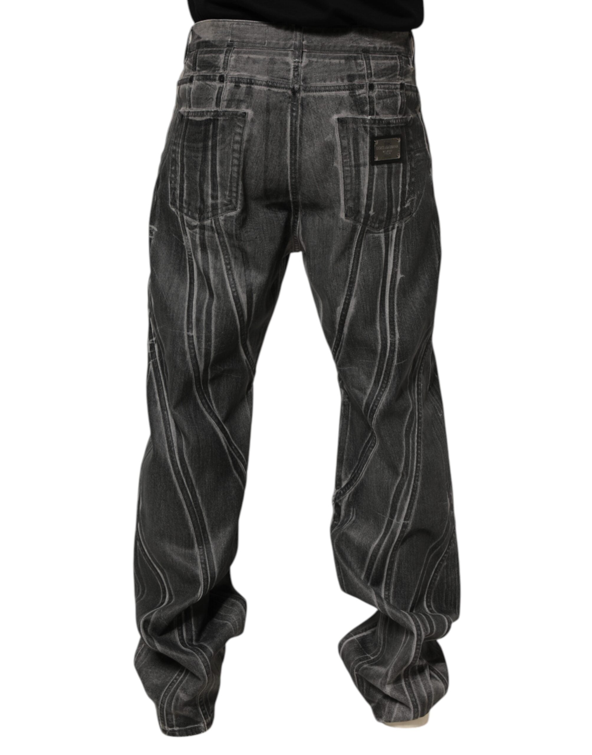 Pantalones vaqueros con estampado gráfico en gris y negro de Dolce & Gabbana-4