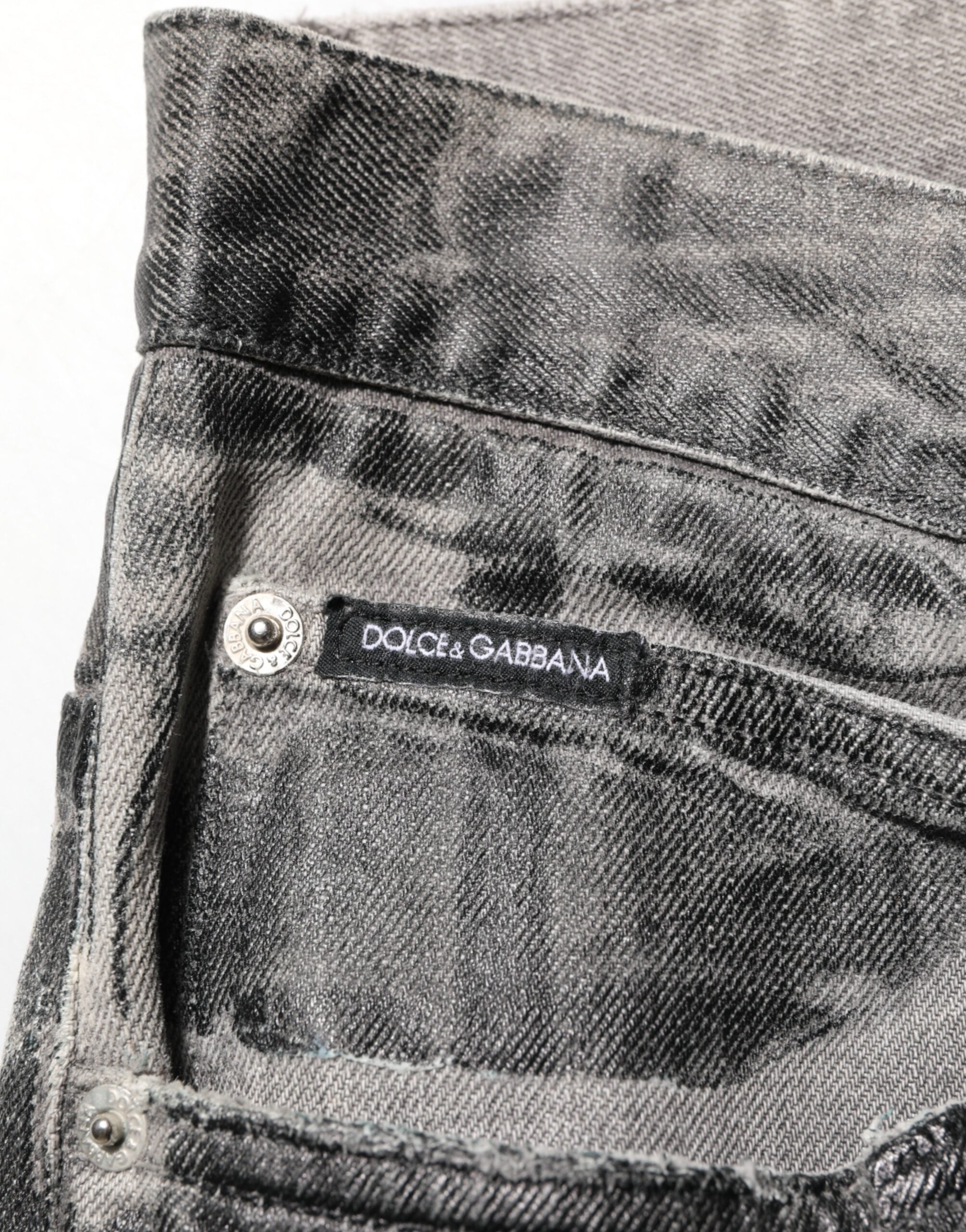Pantalones vaqueros con estampado gráfico en gris y negro de Dolce & Gabbana-7