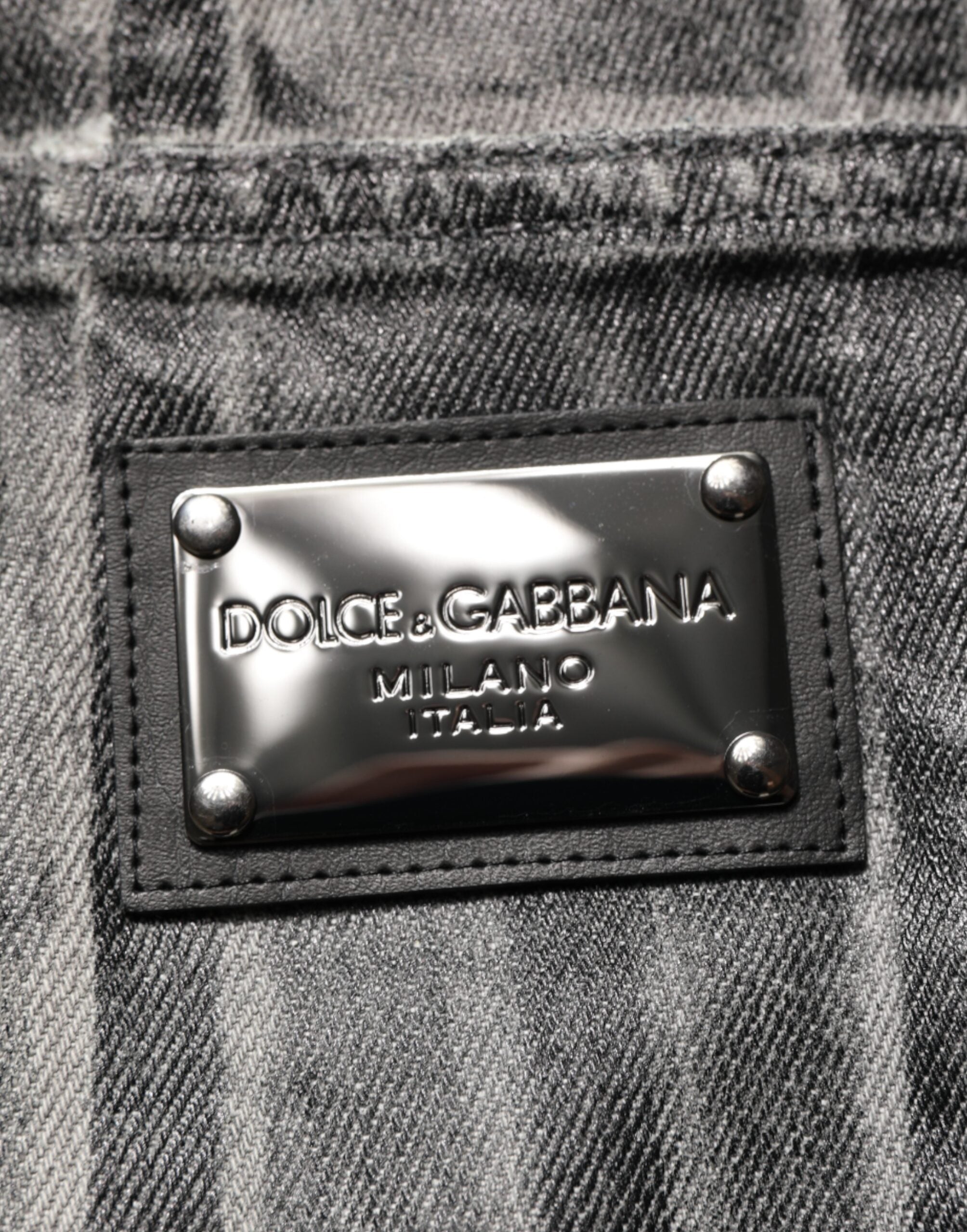 Pantalones vaqueros con estampado gráfico en gris y negro de Dolce & Gabbana-8