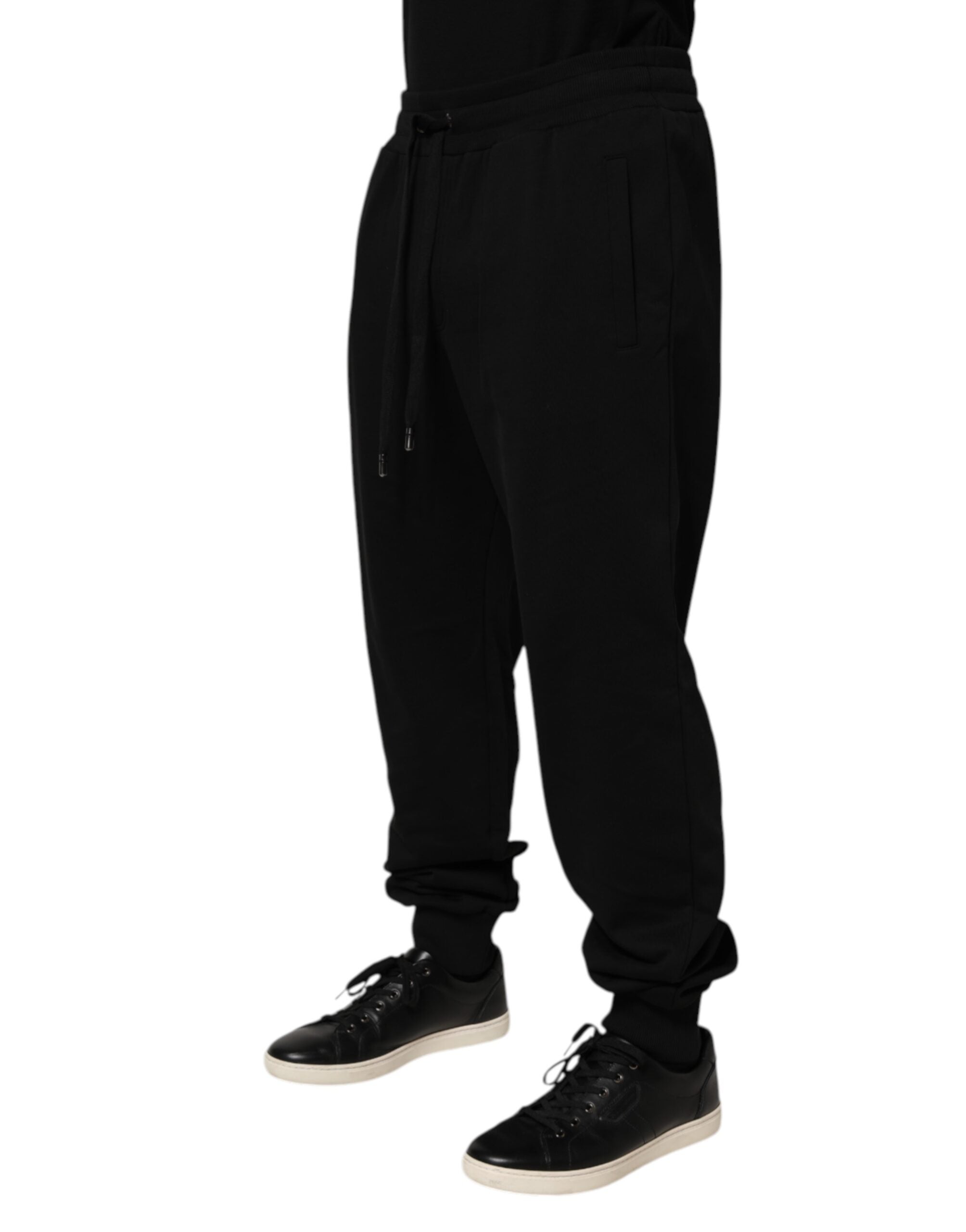 Dolce & Gabbana Black Cotton Logo Sweatpants with Drawstring-3