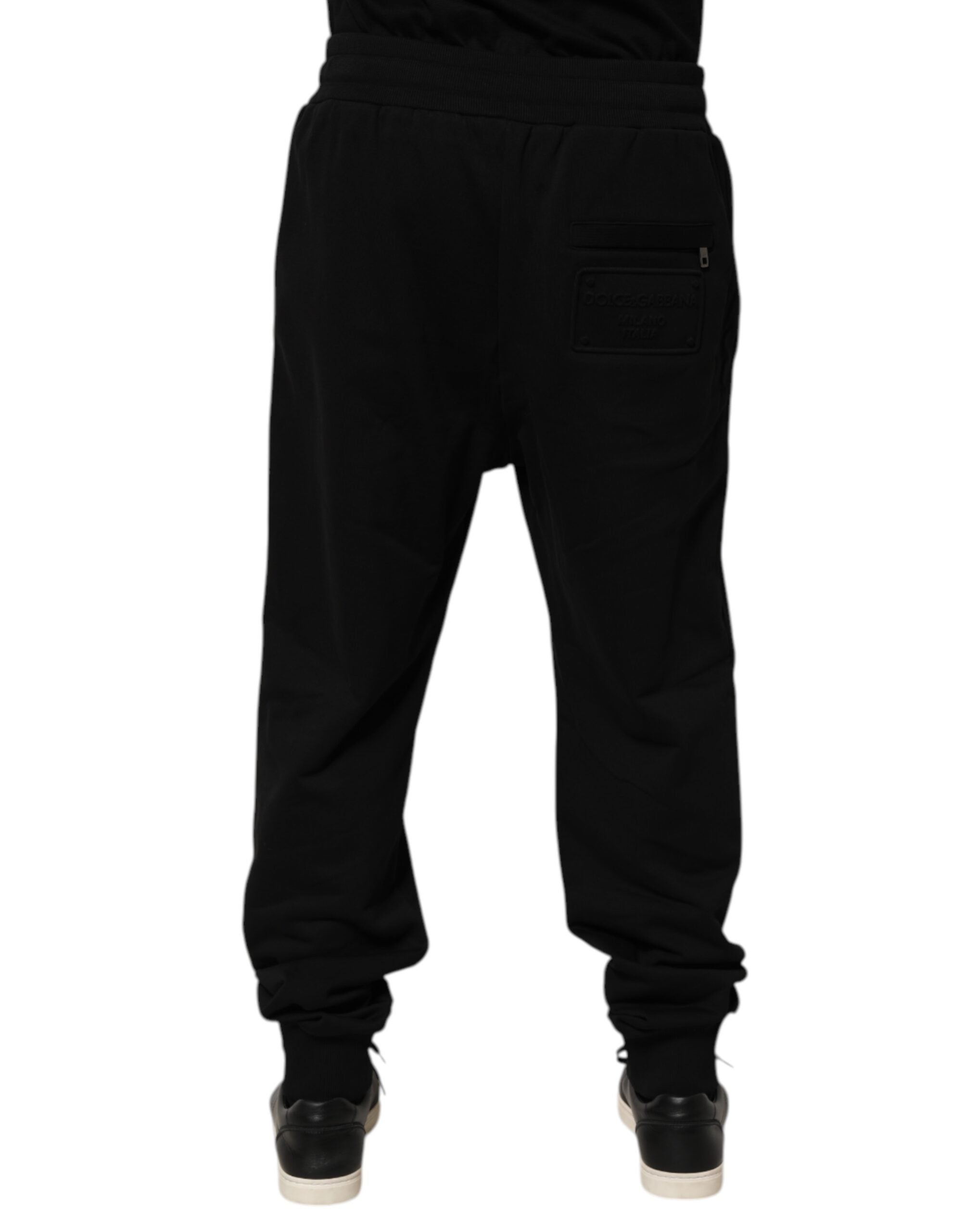Dolce & Gabbana Black Cotton Logo Sweatpants with Drawstring-4