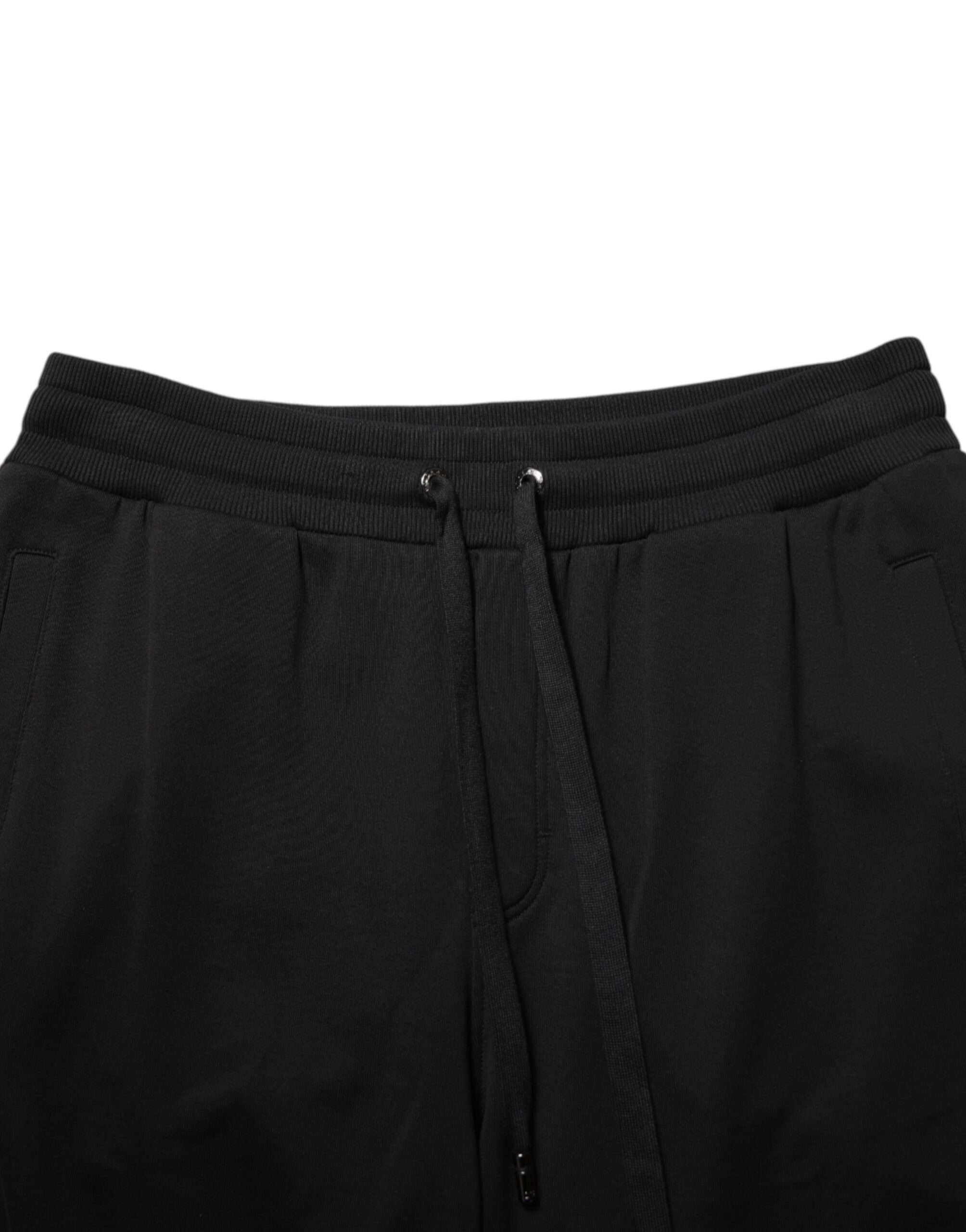 Dolce & Gabbana Black Cotton Logo Sweatpants with Drawstring-5