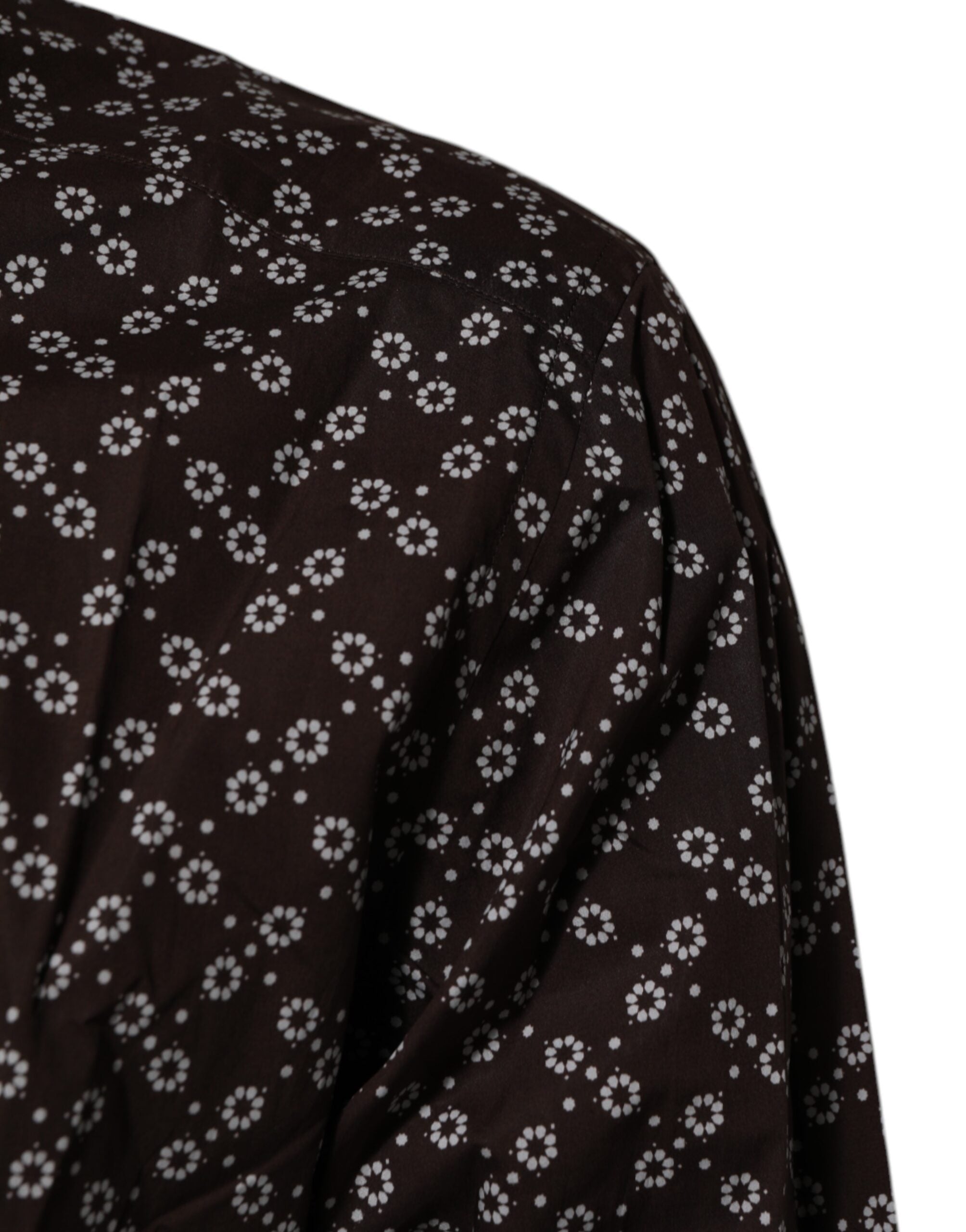 Dolce & Gabbana BrownFloral Collared GOLD Formelles Hemd-6