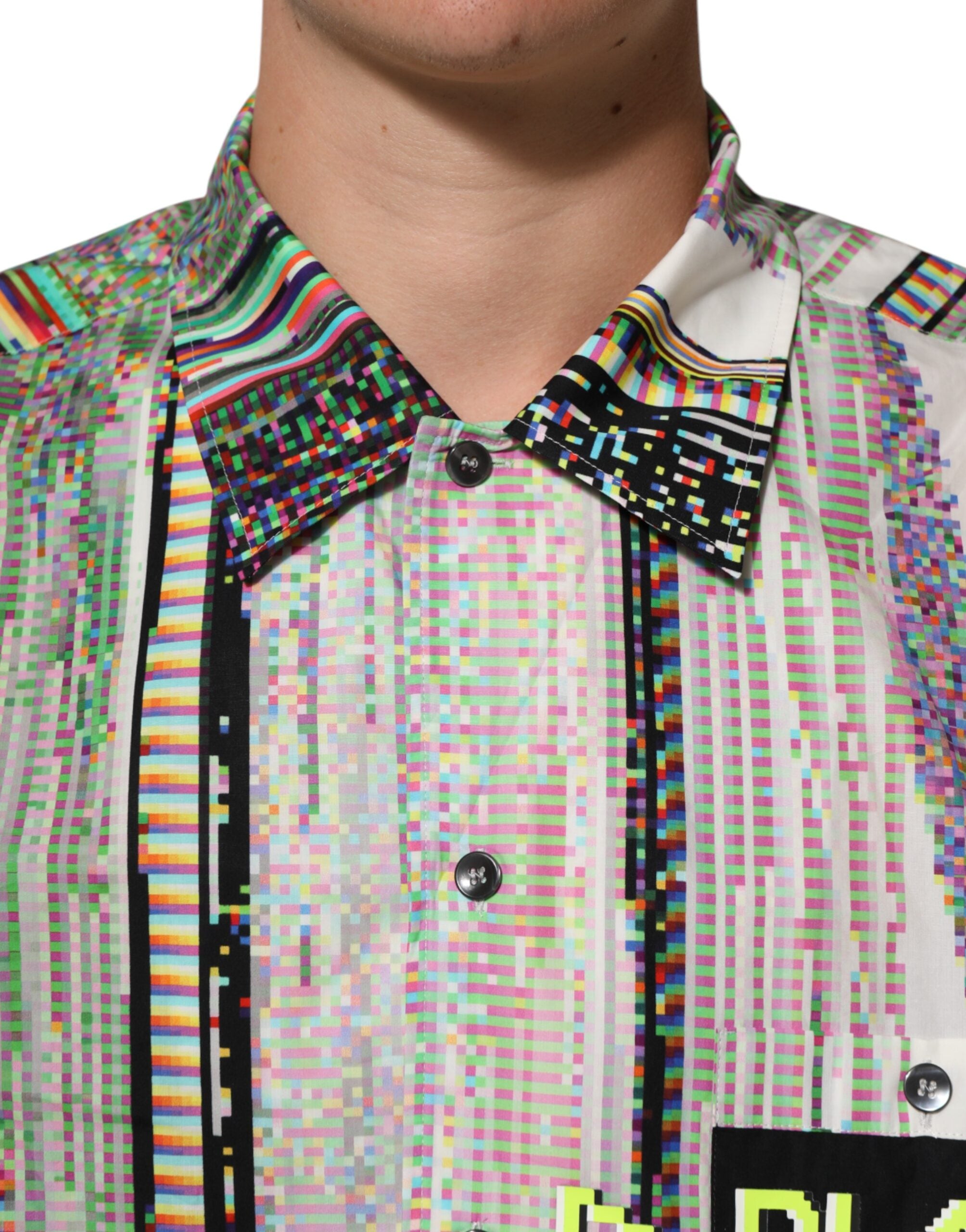 Dolce & Gabbana Multicolor Graphic Casual Shirt with Collar-5