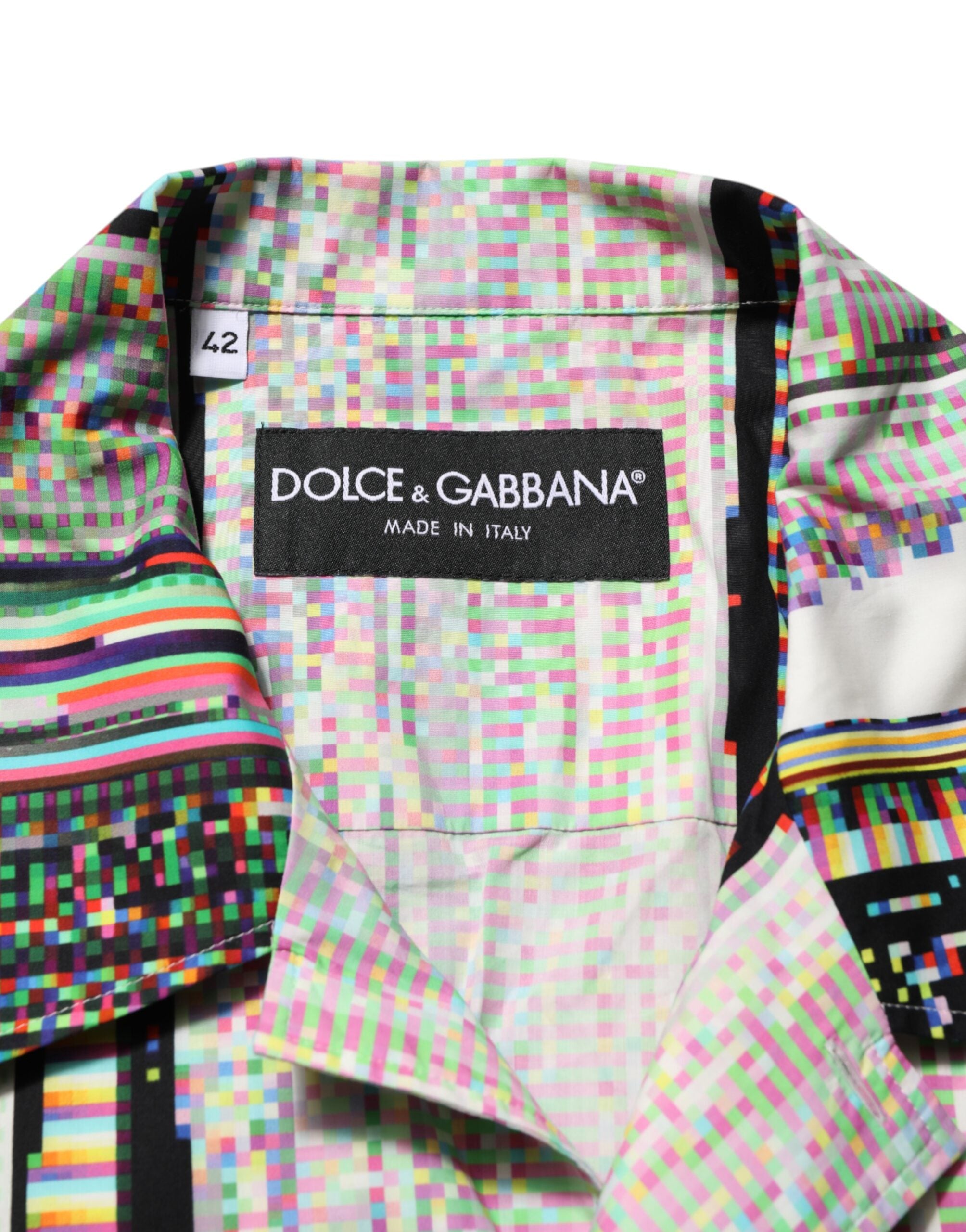 Dolce & Gabbana Multicolor Graphic Casual Shirt with Collar-7