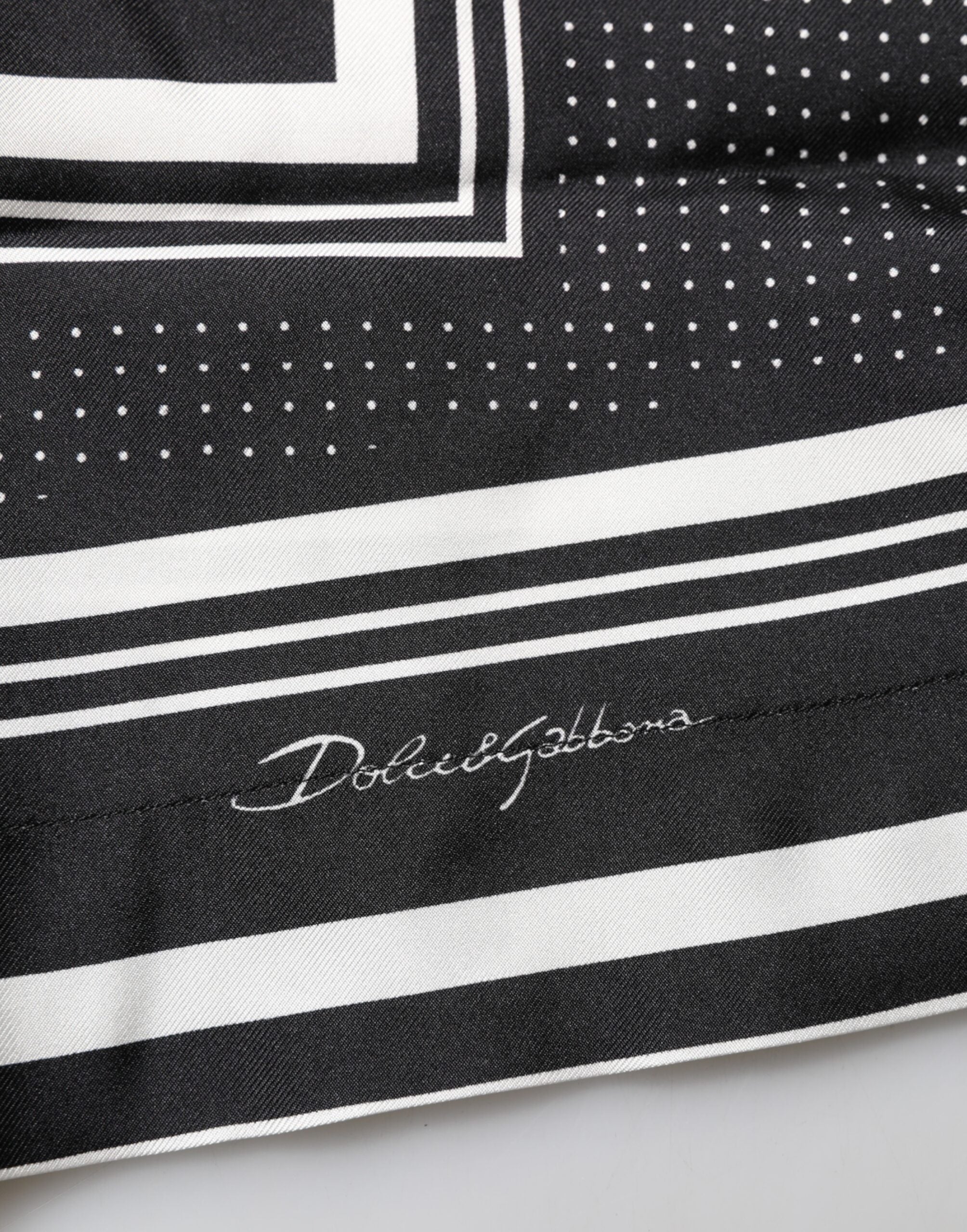 Dolce & Gabbana Black and White Stripe Polka Dot Print Casual Polo Shirt-8