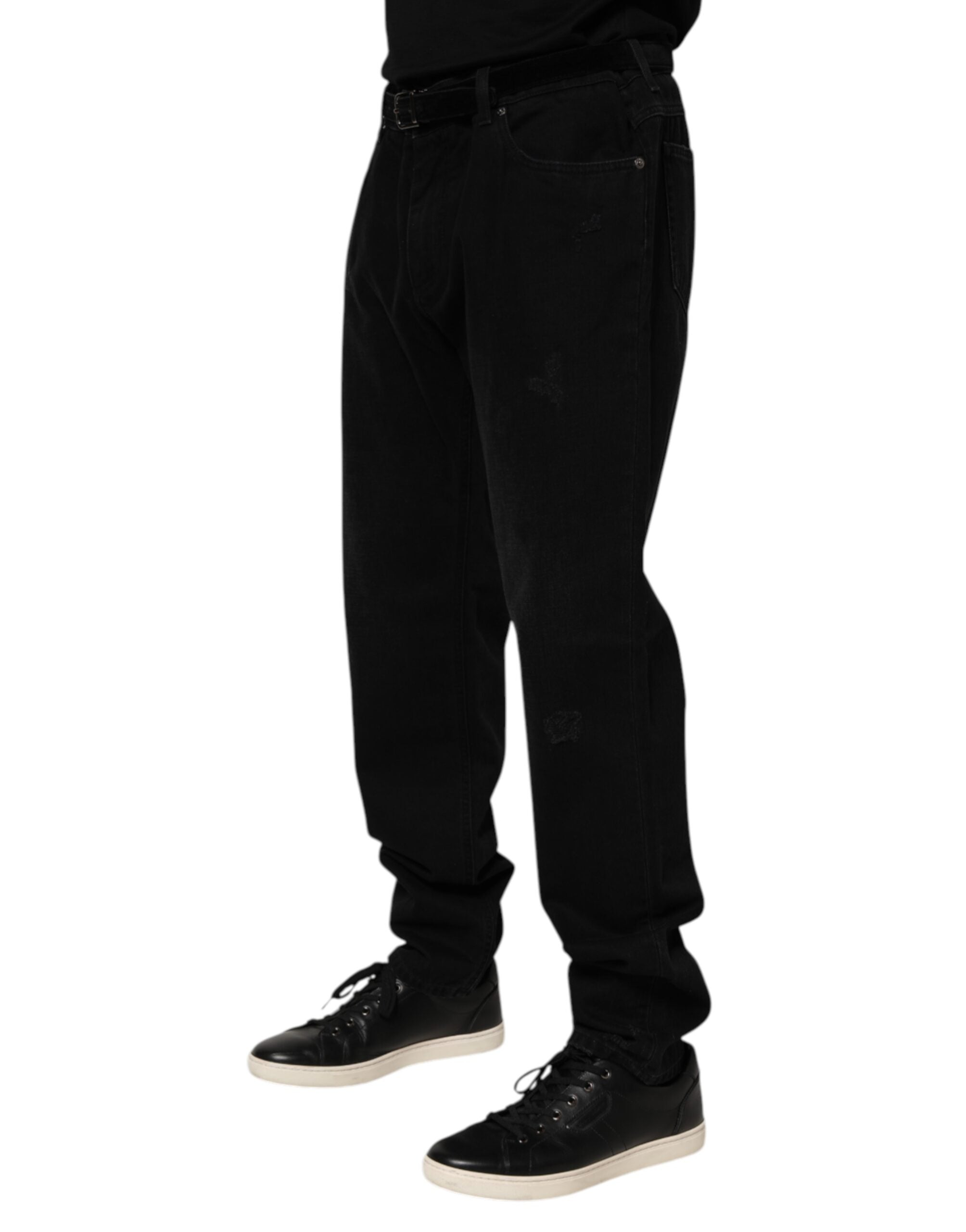 Dolce & Gabbana Black Cotton Regular Denim Men's Trousers Jeans-3