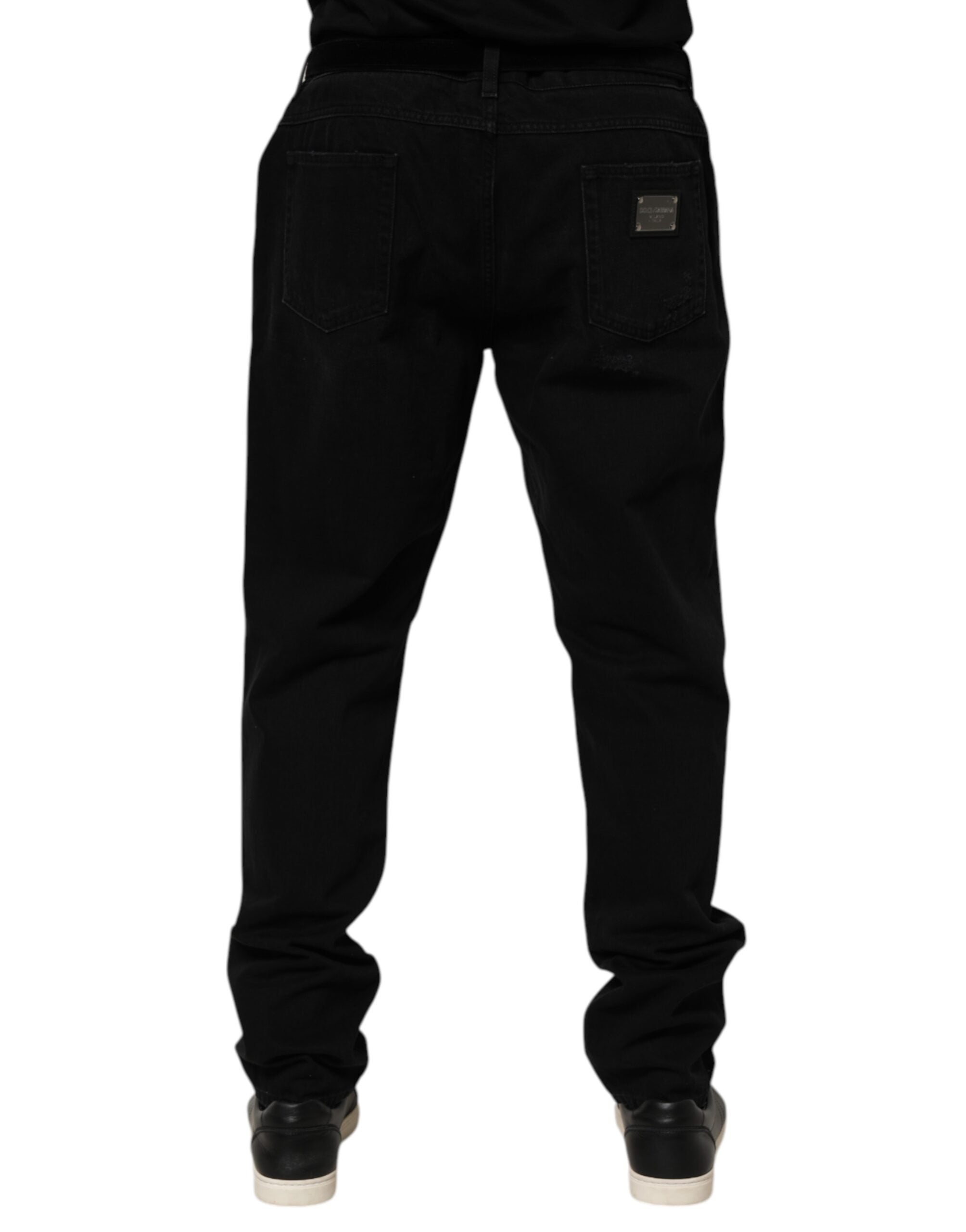 Dolce & Gabbana Black Cotton Regular Denim Men's Trousers Jeans-4