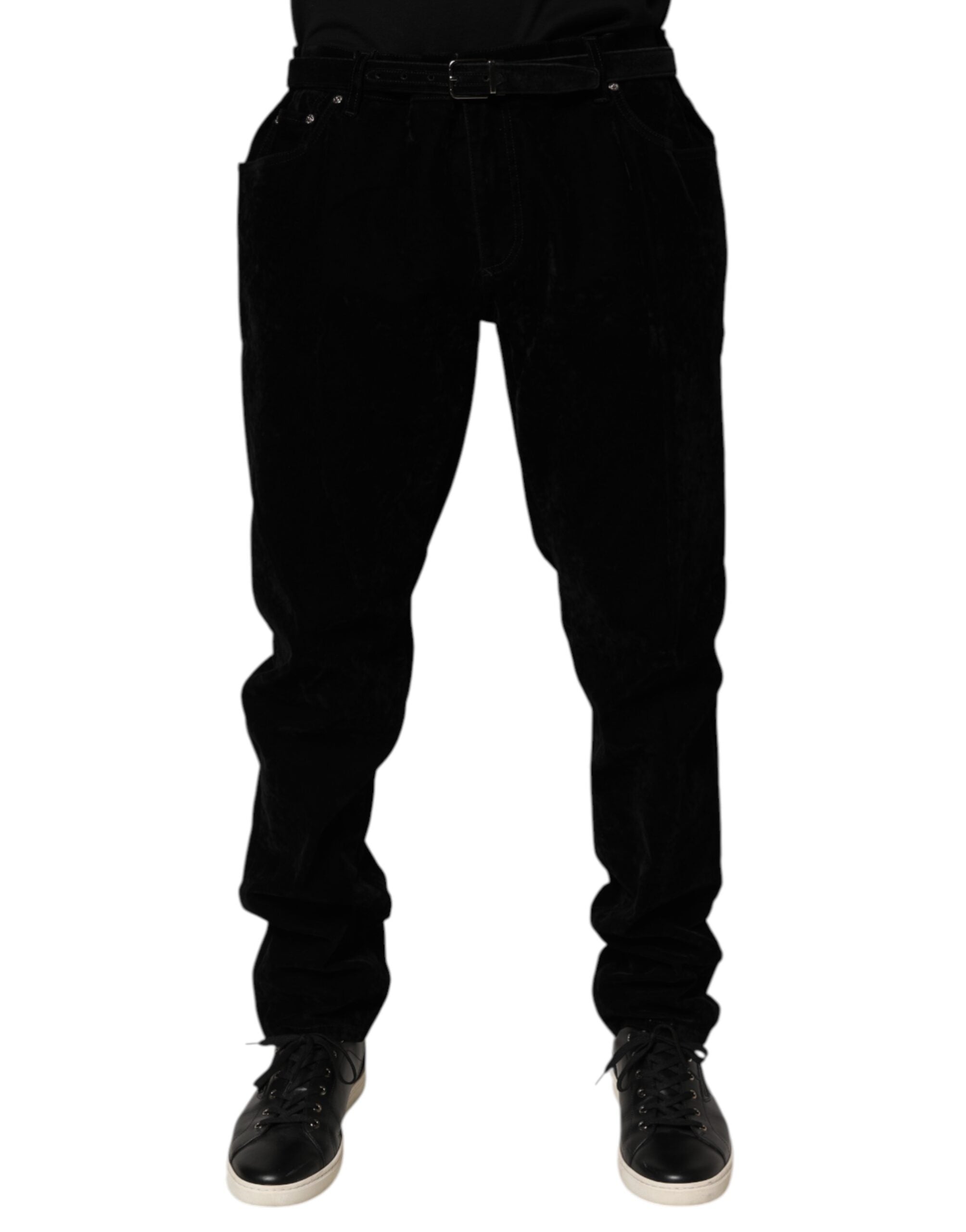 Dolce & Gabbana Black Slim Fit Denim Trousers in Cotton