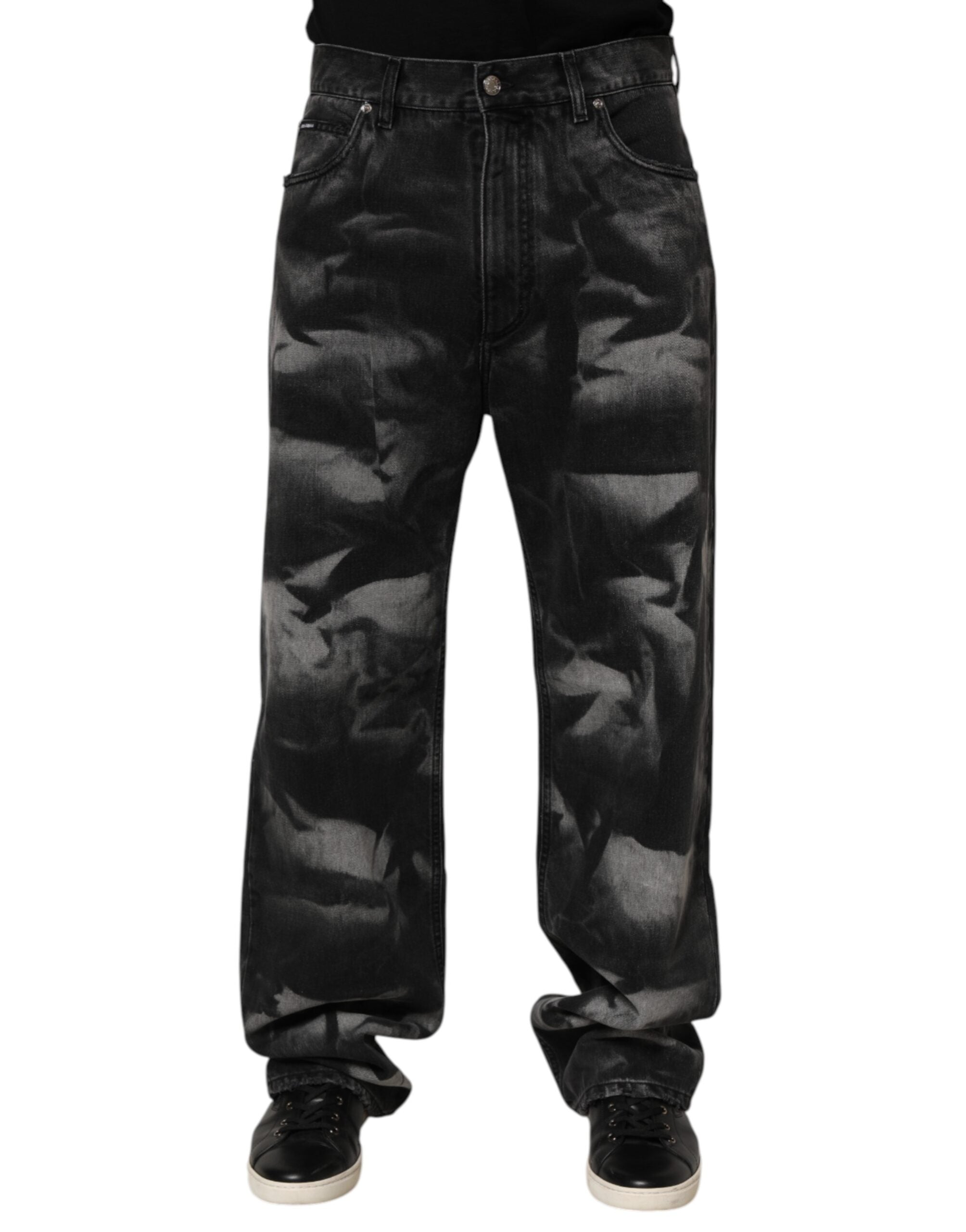 Vaqueros rectos con efecto mármol negro de Dolce & Gabbana para hombre-2