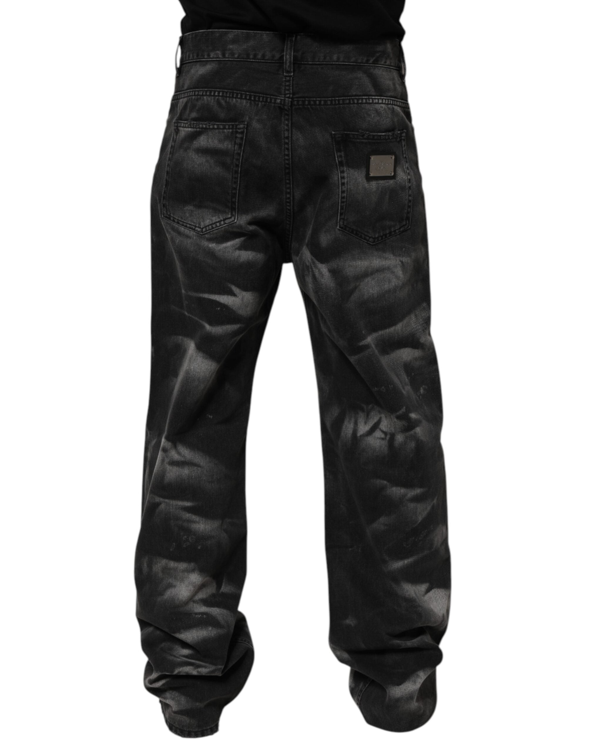 Vaqueros rectos con efecto mármol negro de Dolce & Gabbana para hombre-4