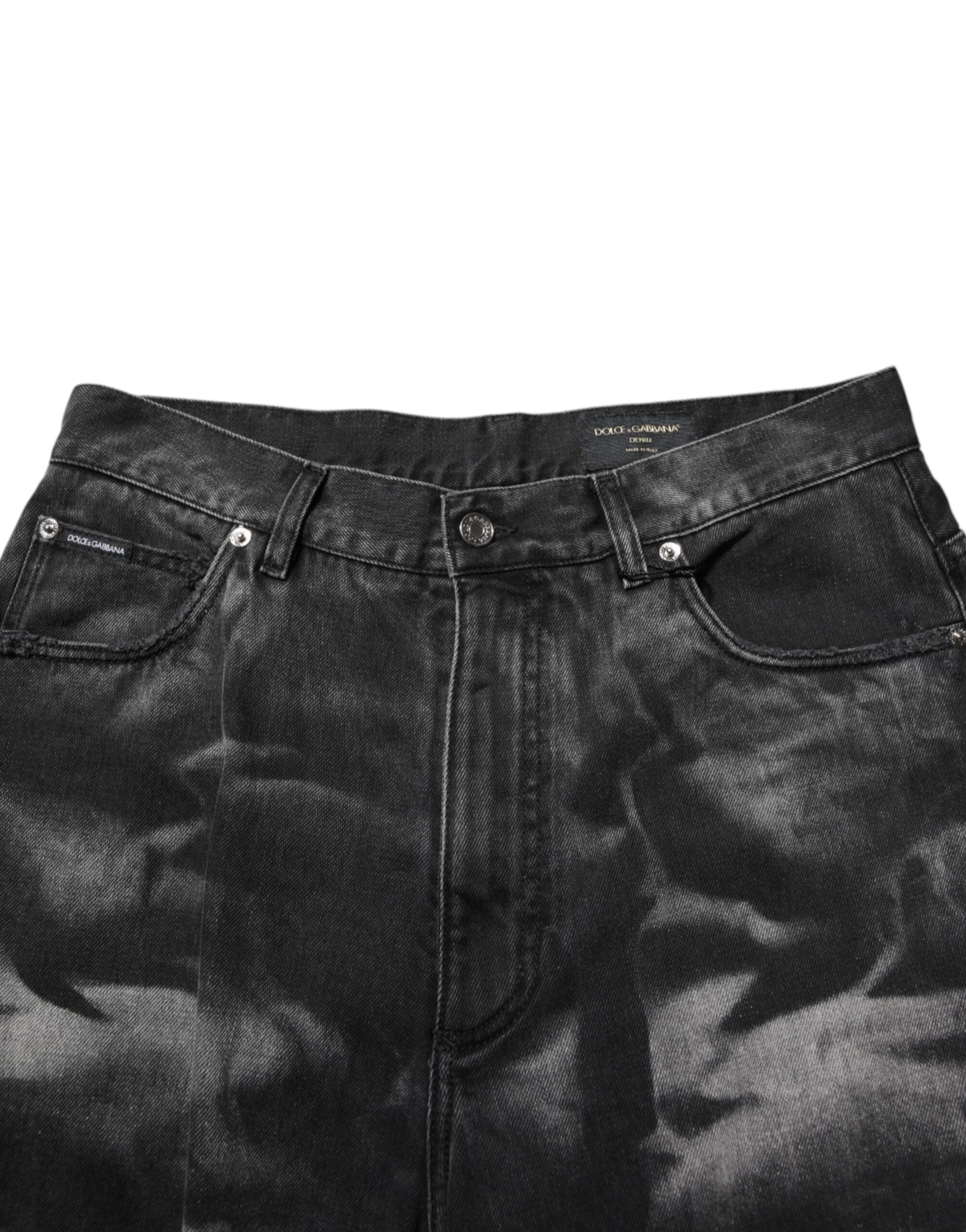 Vaqueros rectos con efecto mármol negro de Dolce & Gabbana para hombre-5