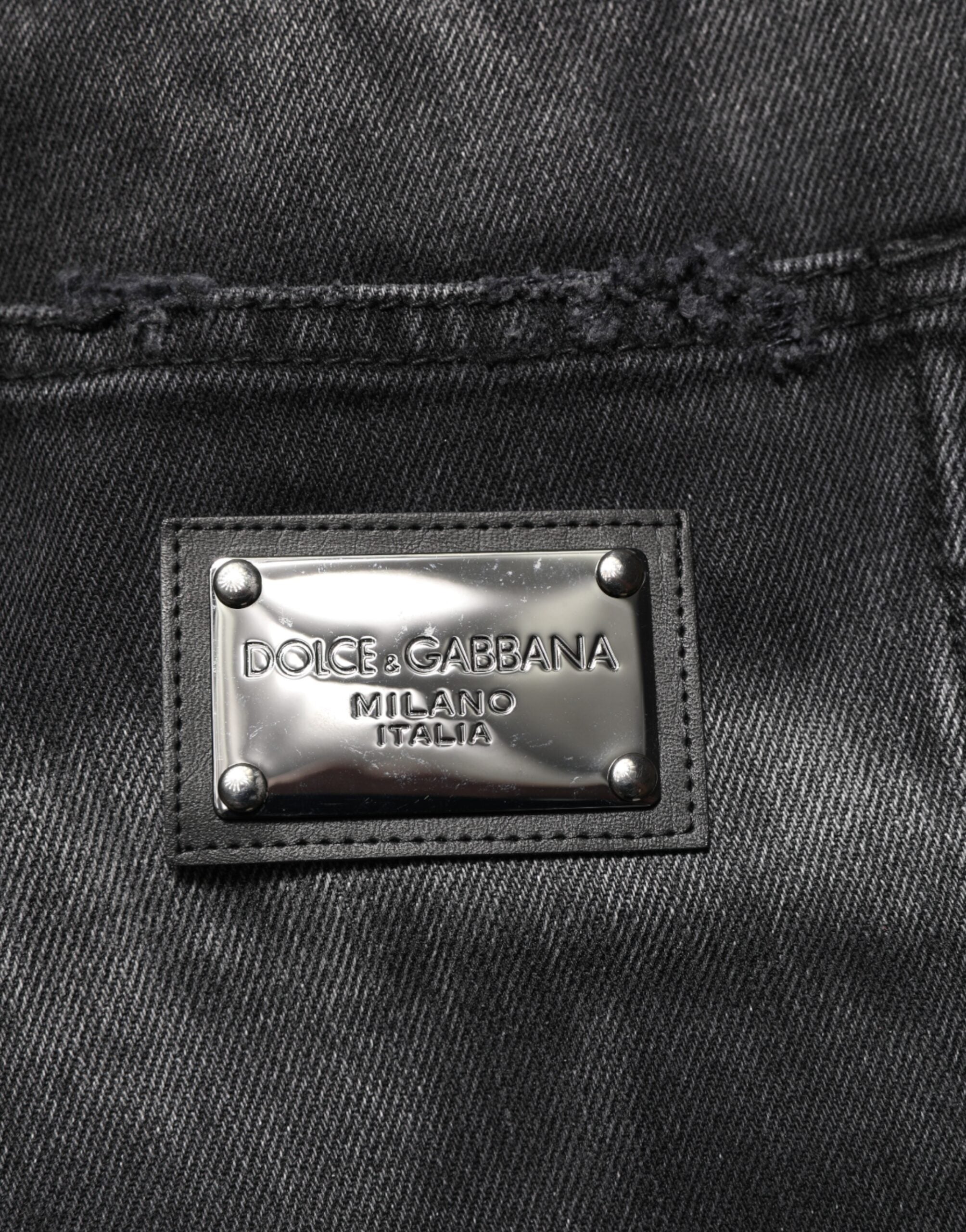Vaqueros rectos con efecto mármol negro de Dolce & Gabbana para hombre-8