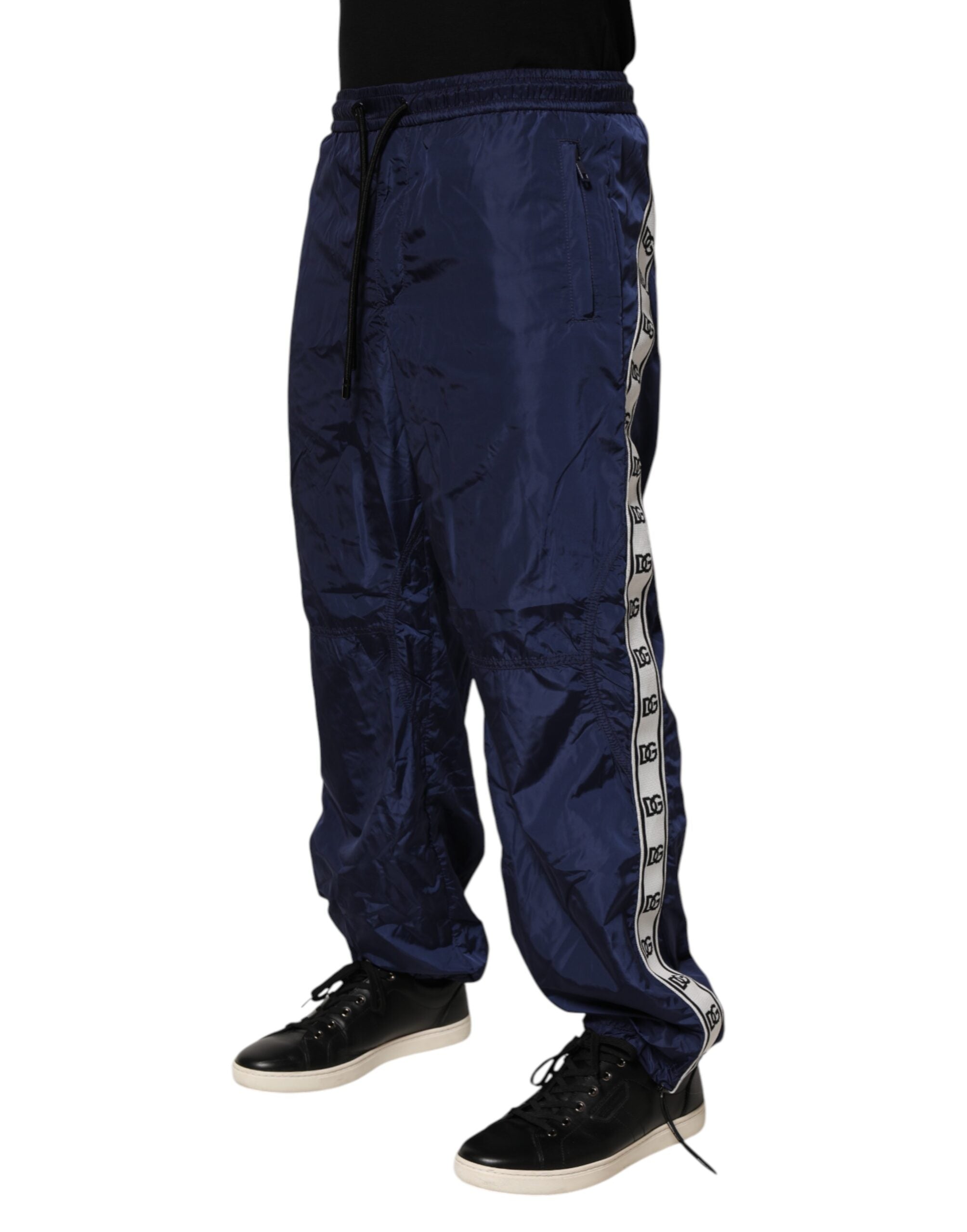 Dolce & Gabbana Blaue Nylon-Jogger-Sweatpants gerade Hose-3