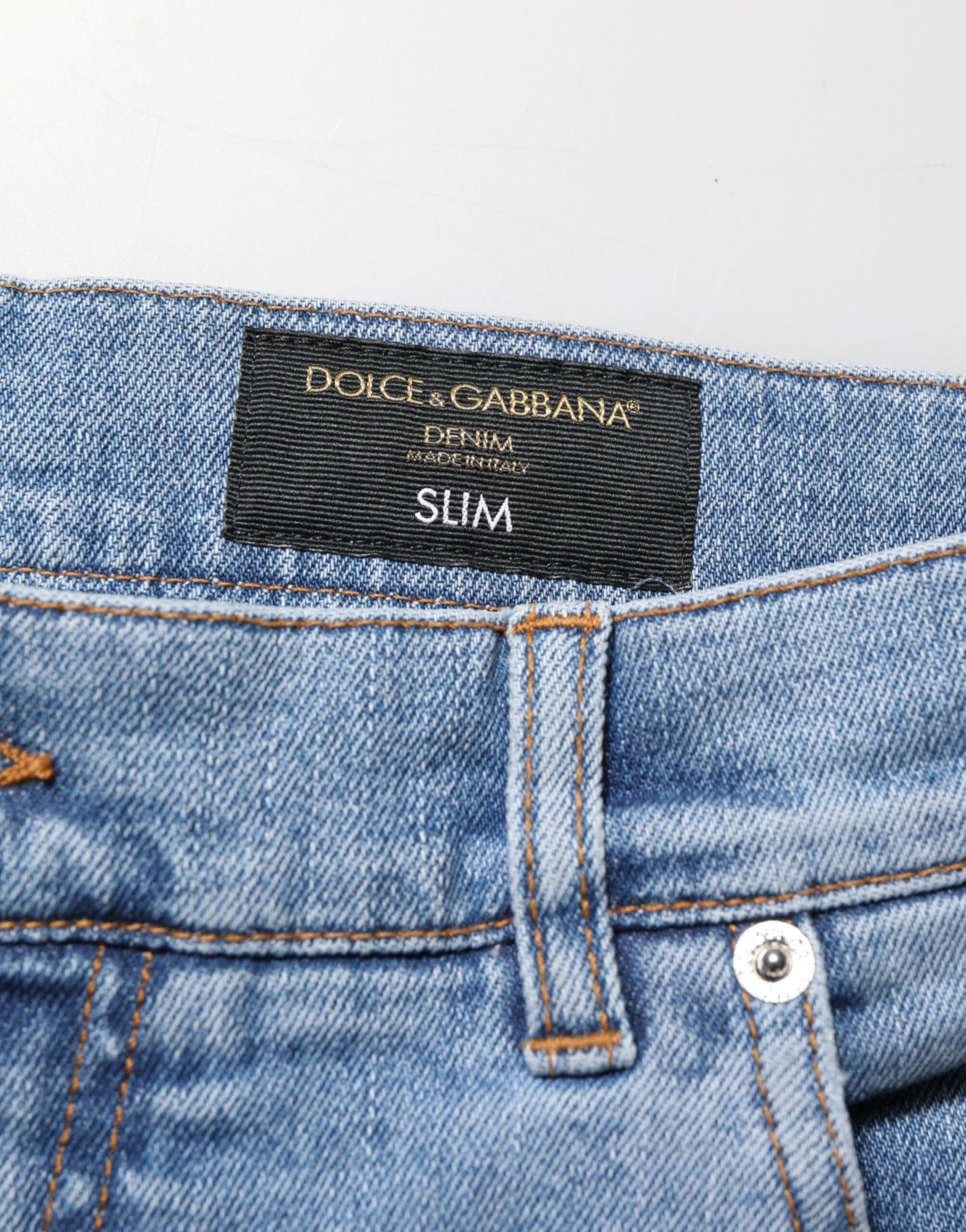 Dolce & Gabbana Blue Distressed Slim Fit Cotton Denim Jeans-6