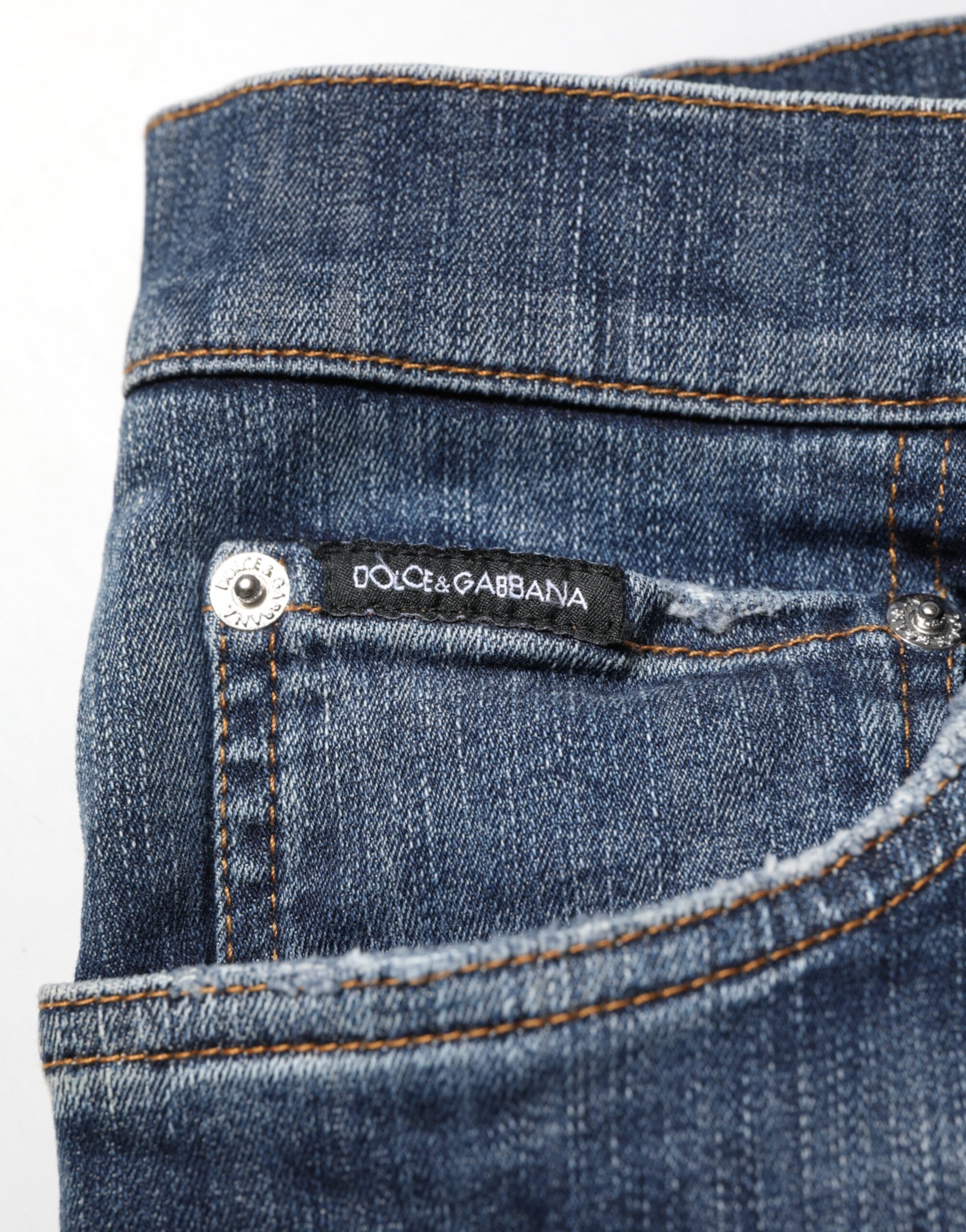 Dolce & Gabbana Dark Blue Washed Running Ripped Denim Jeans-6