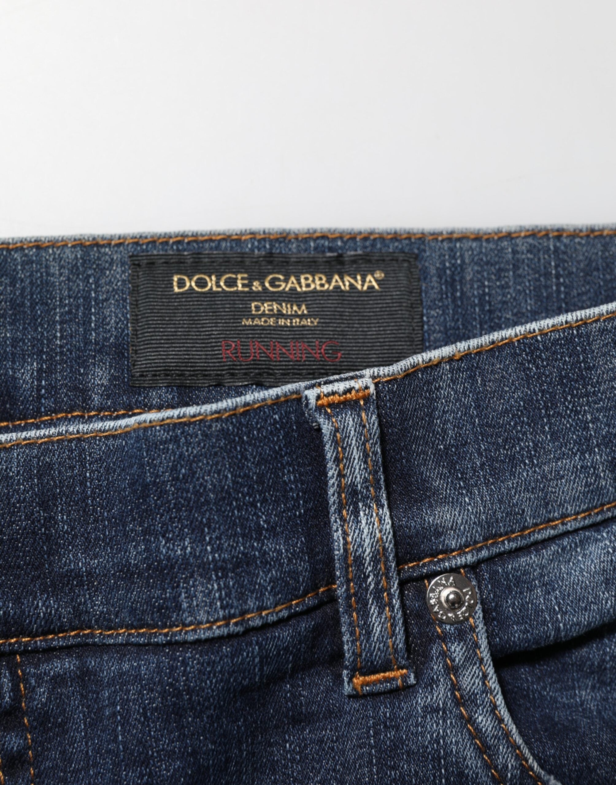Dolce & Gabbana Dark Blue Washed Running Ripped Denim Jeans-7