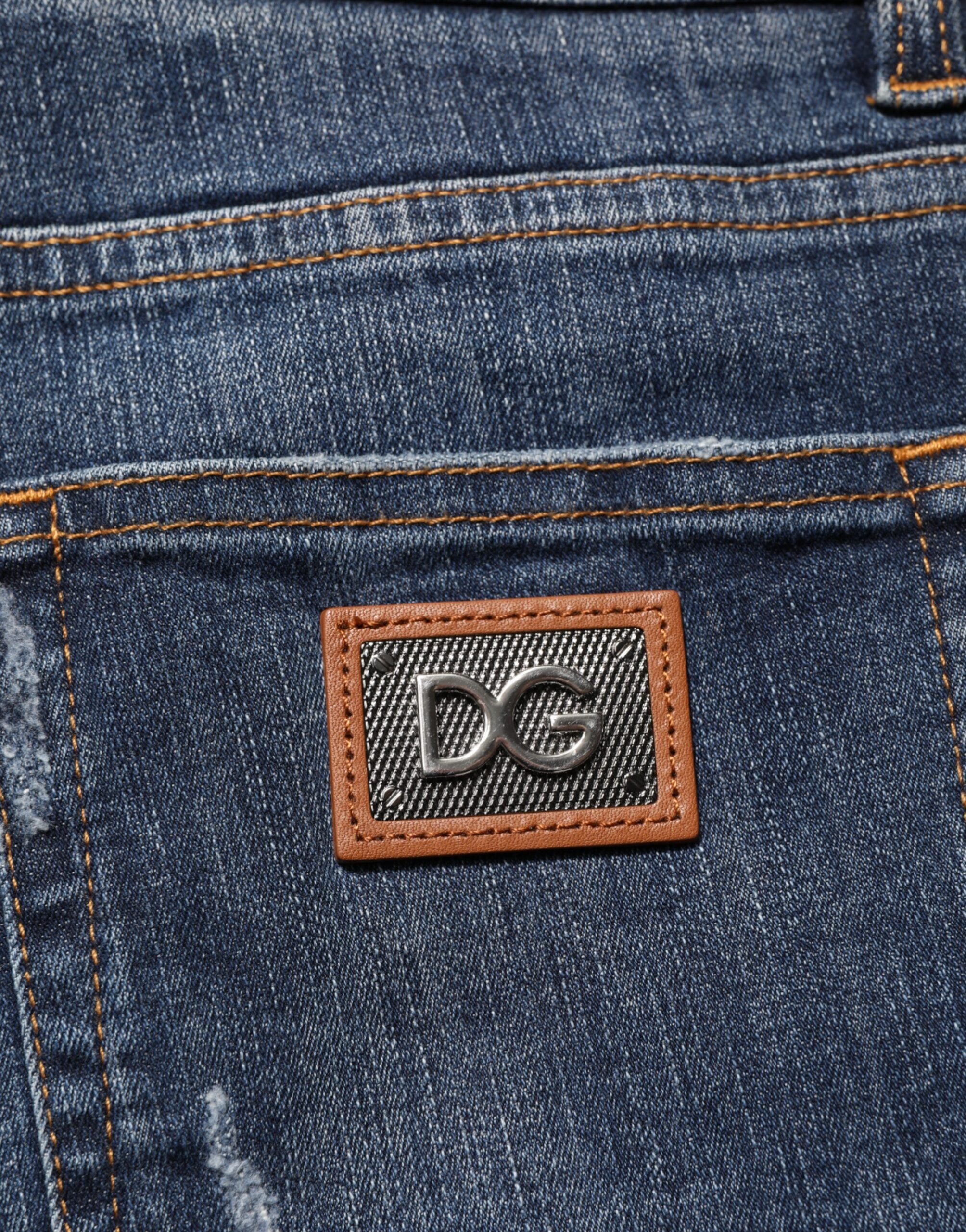 Dolce & Gabbana Dark Blue Washed Running Ripped Denim Jeans-8