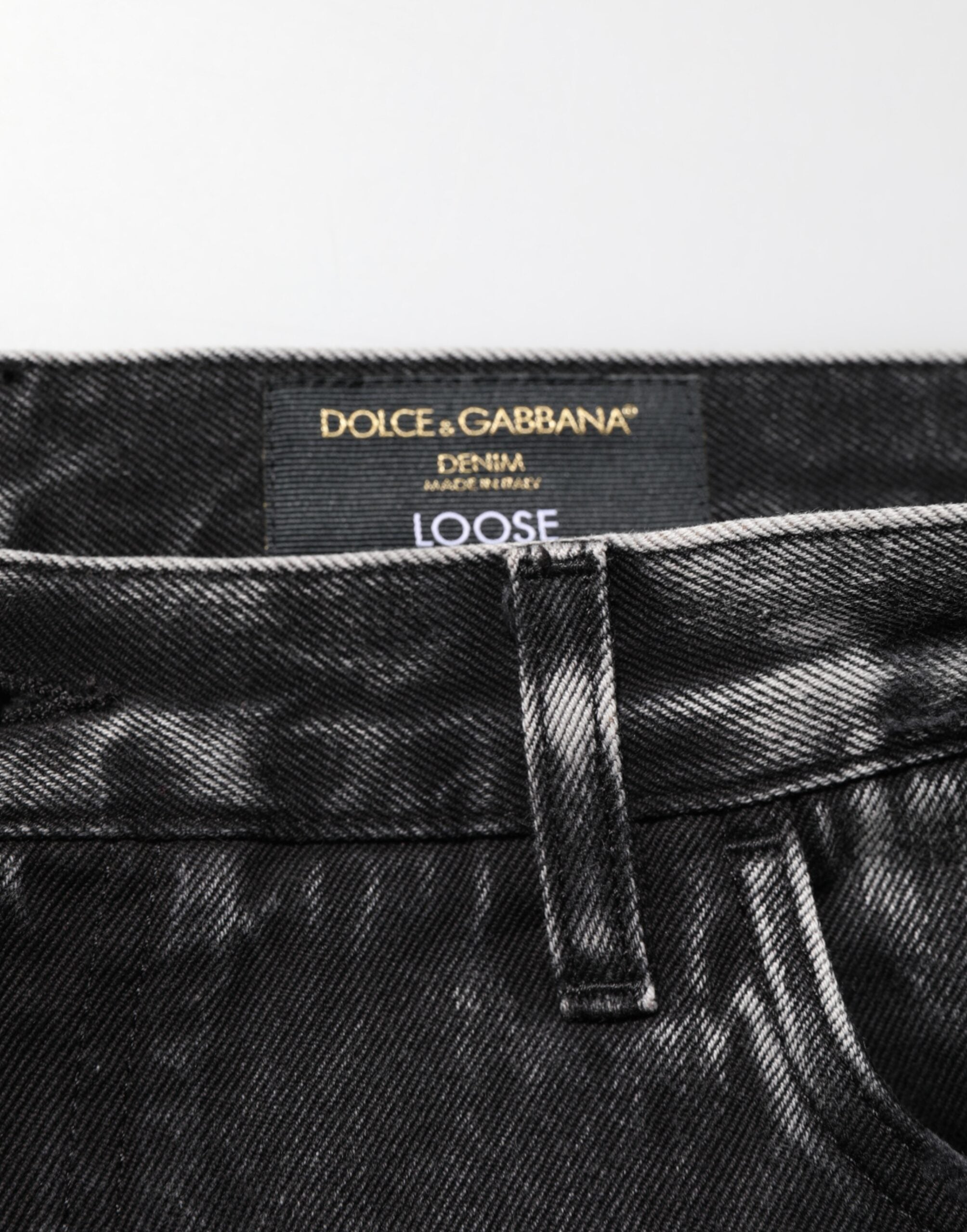 Dolce & Gabbana Schwarze gewaschene, zerrissene Jeans aus lockerem Baumwoll-Denim-6