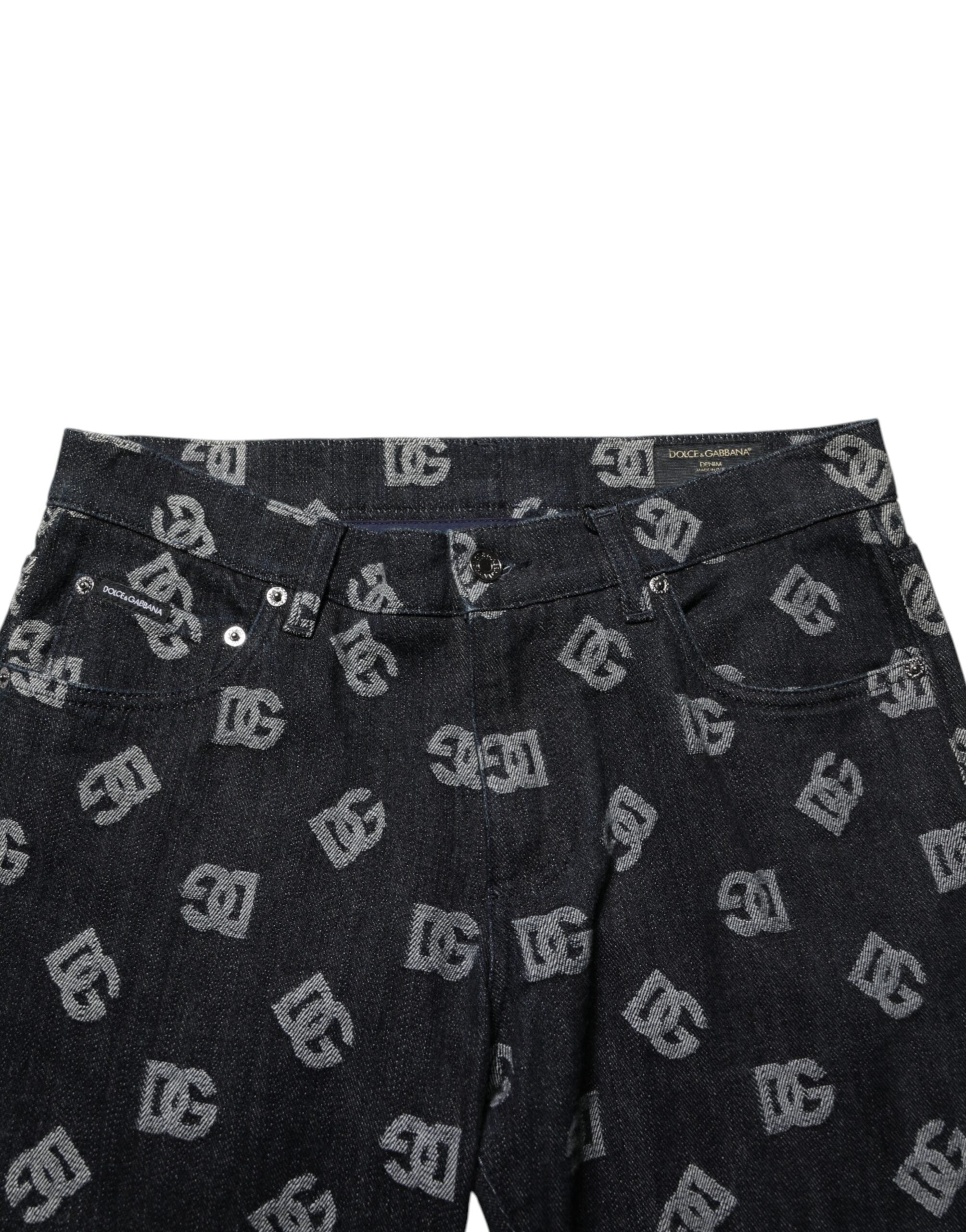 Dolce & Gabbana Black DG Monogram Cotton Skinny Denim Jeans-5