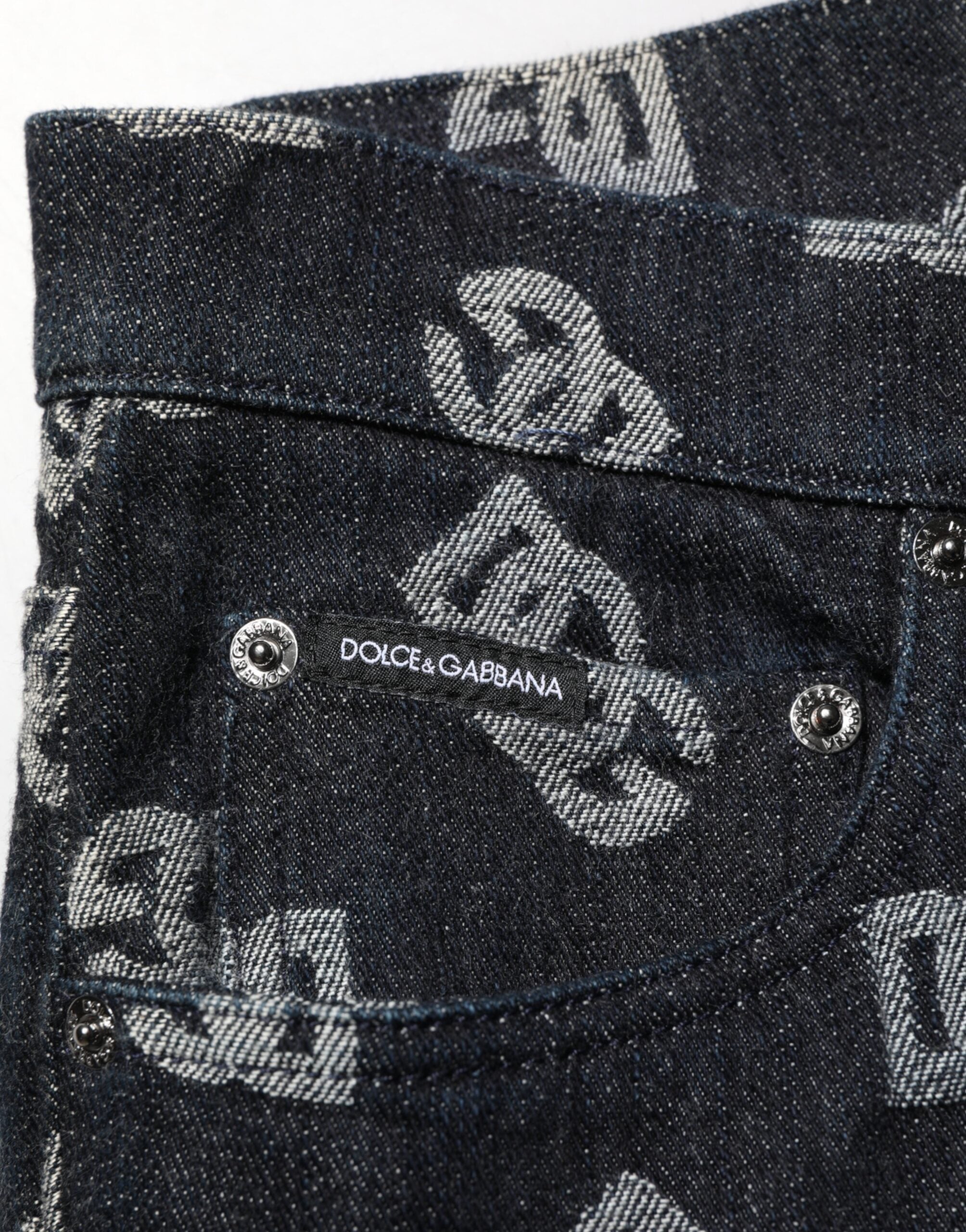 Dolce & Gabbana Black DG Monogram Cotton Skinny Denim Jeans-7