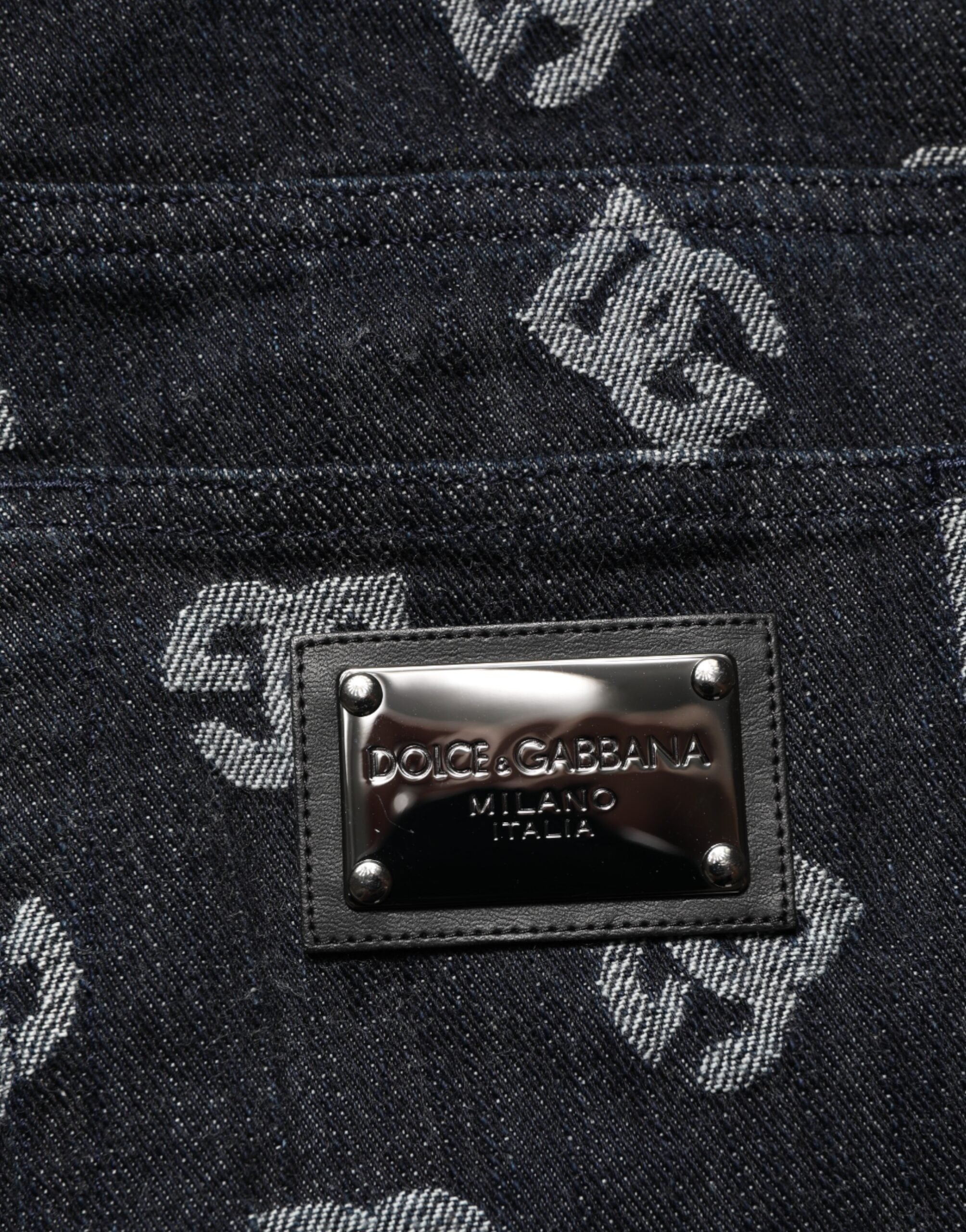 Dolce & Gabbana Black DG Monogram Cotton Skinny Denim Jeans-8
