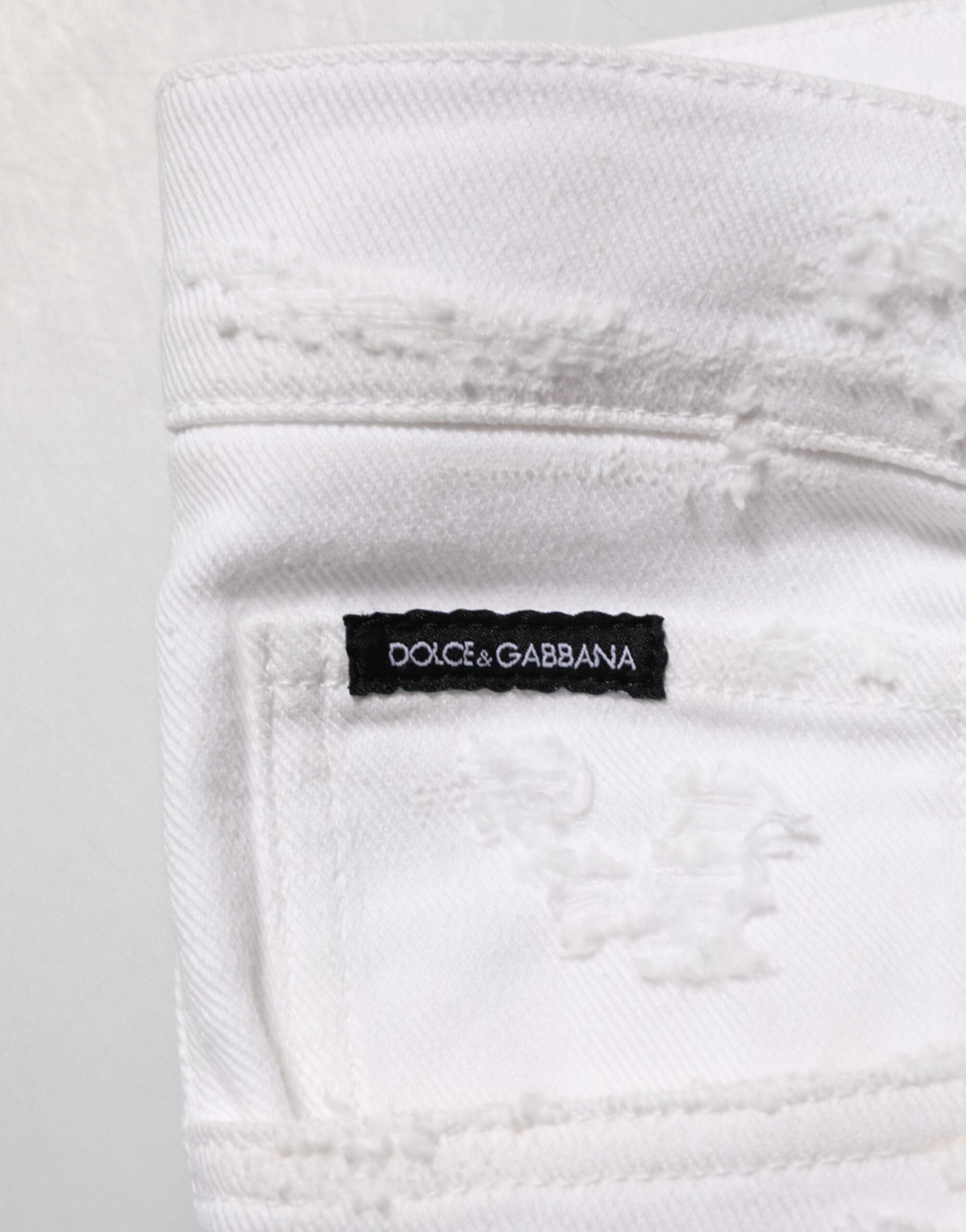 Dolce & Gabbana White Ripped Denim Trousers-6