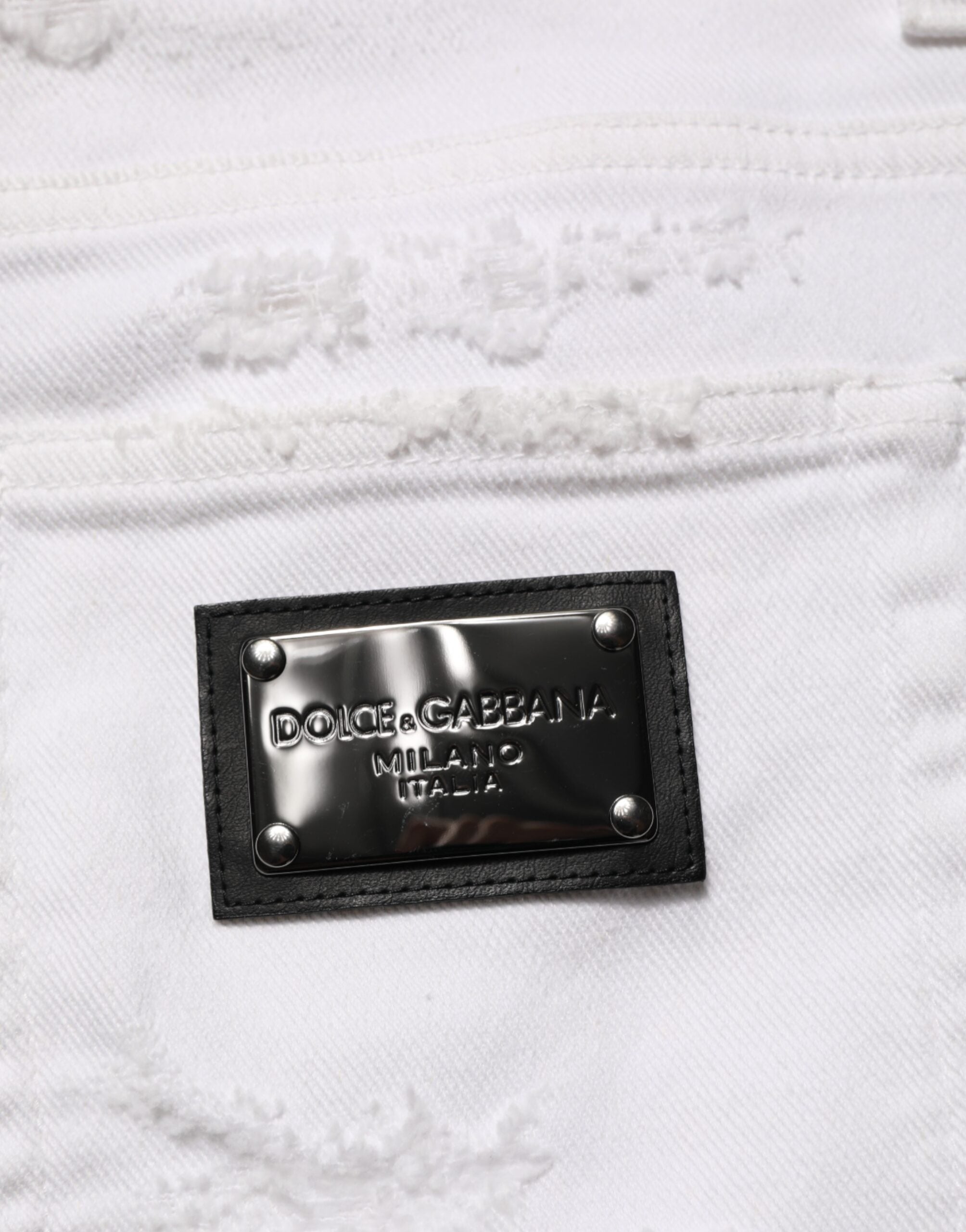 Dolce & Gabbana White Ripped Denim Trousers-7