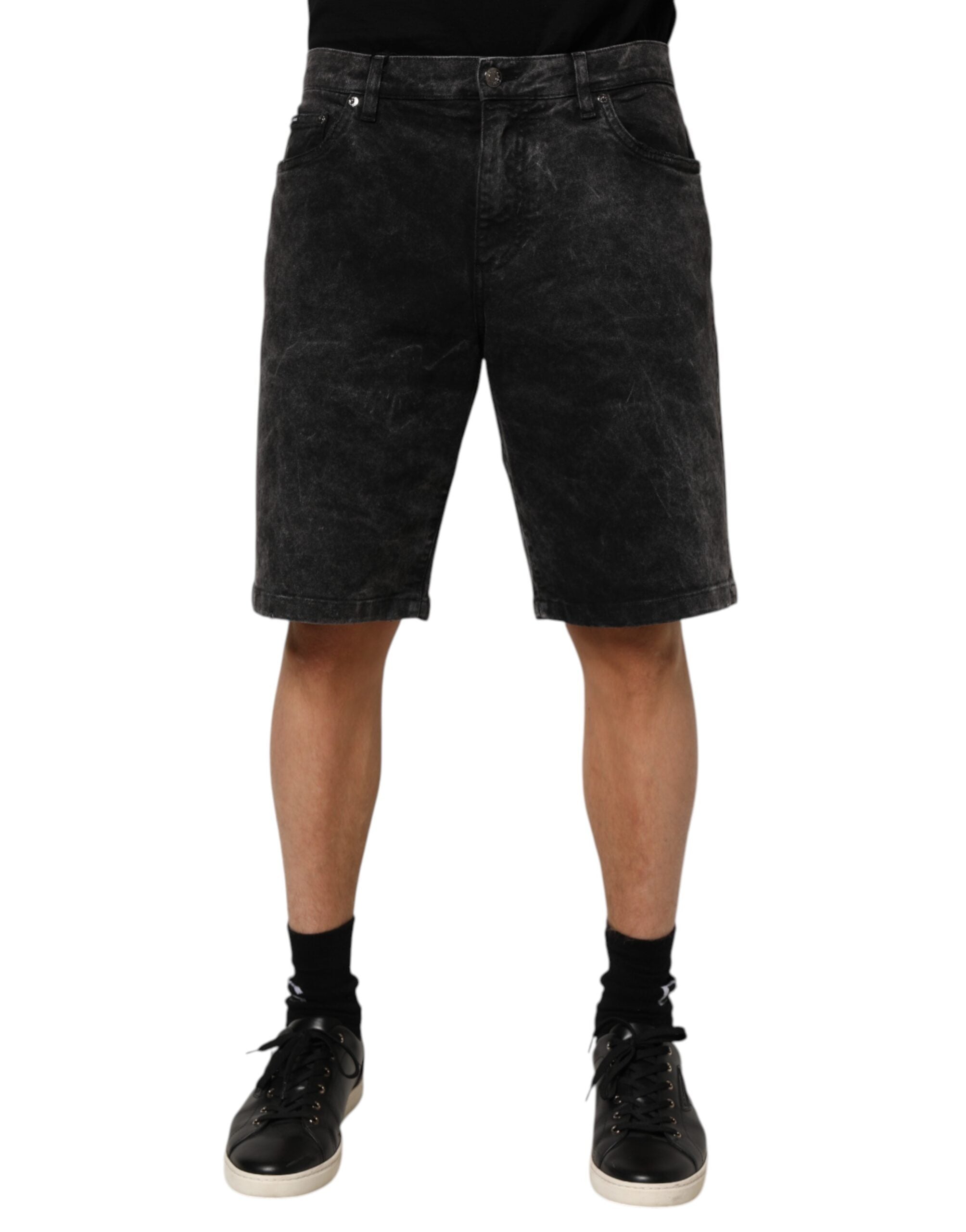 Bermudas vaqueras de cintura media de algodón negro de Dolce & Gabbana para hombre-2