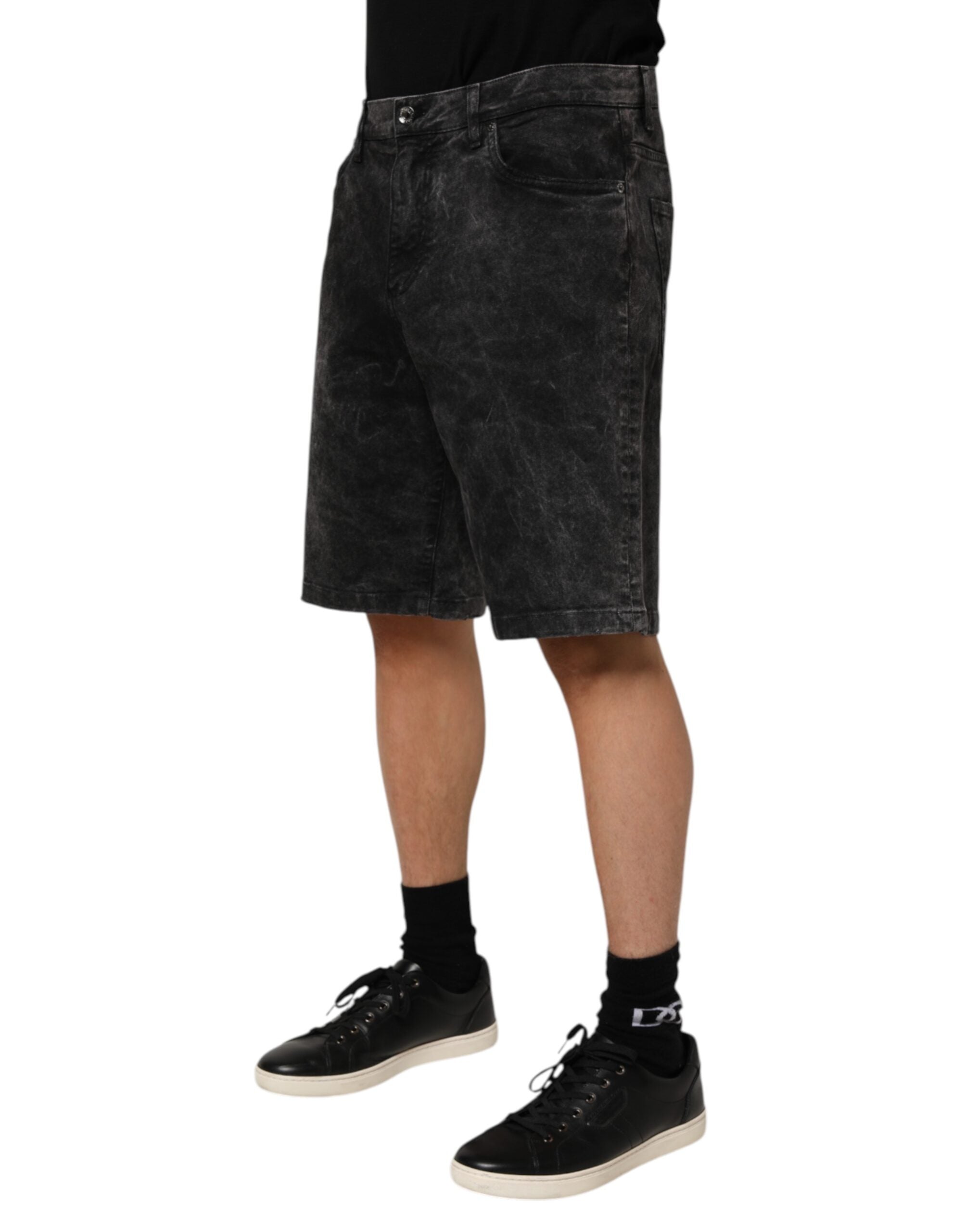 Bermudas vaqueras de cintura media de algodón negro de Dolce & Gabbana para hombre-3