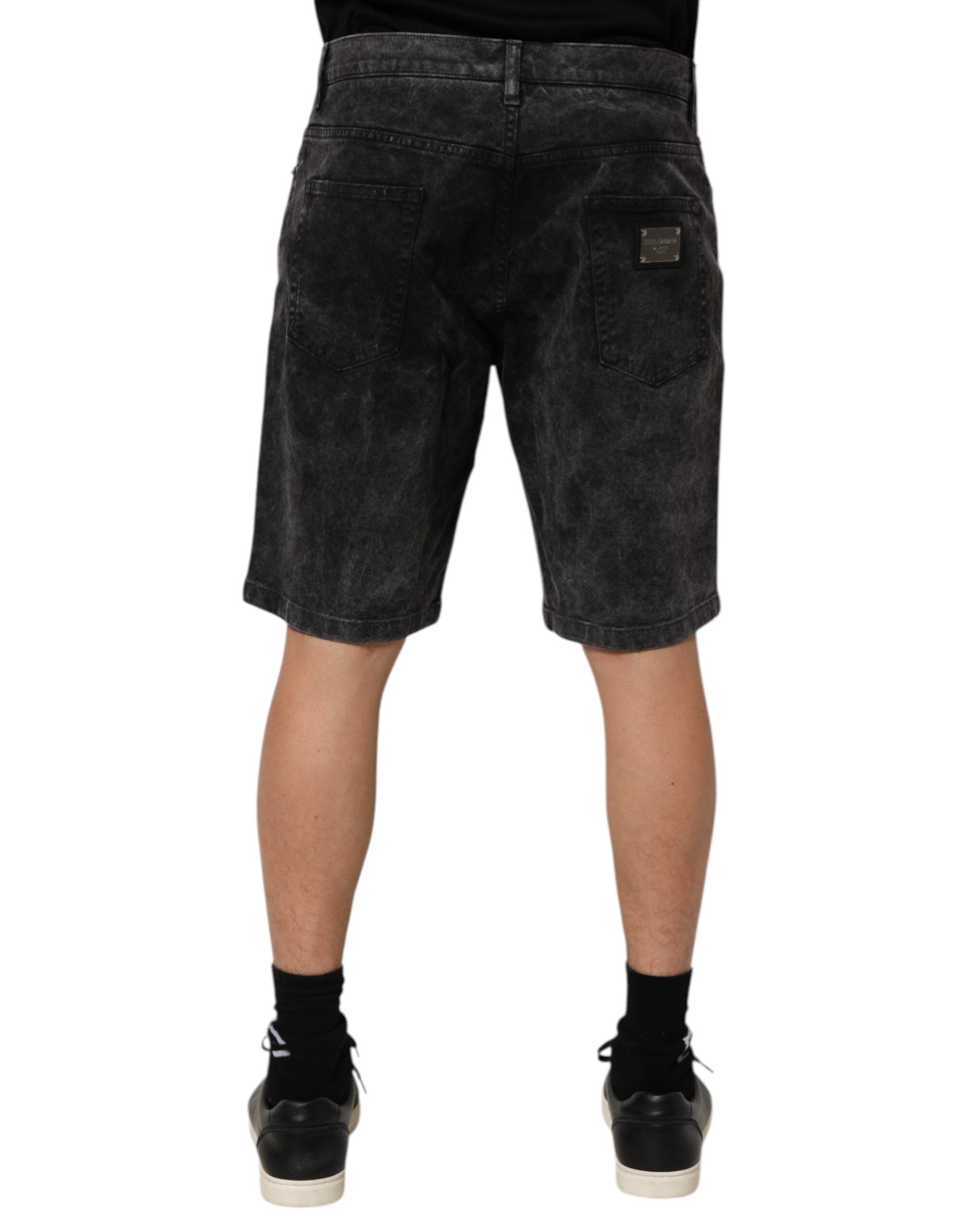 Bermudas vaqueras de cintura media de algodón negro de Dolce & Gabbana para hombre-4