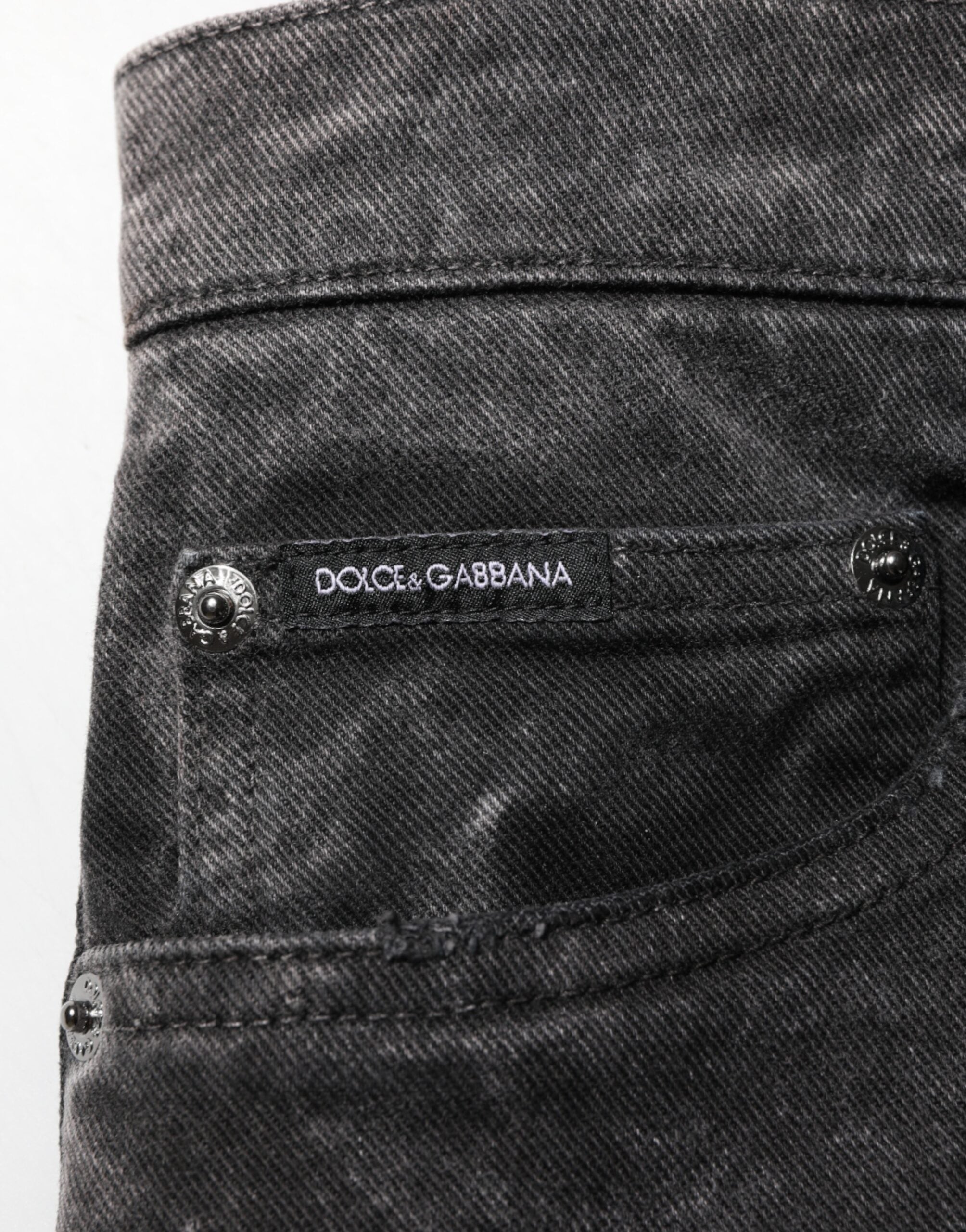 Bermudas vaqueras de cintura media de algodón negro de Dolce & Gabbana para hombre-6