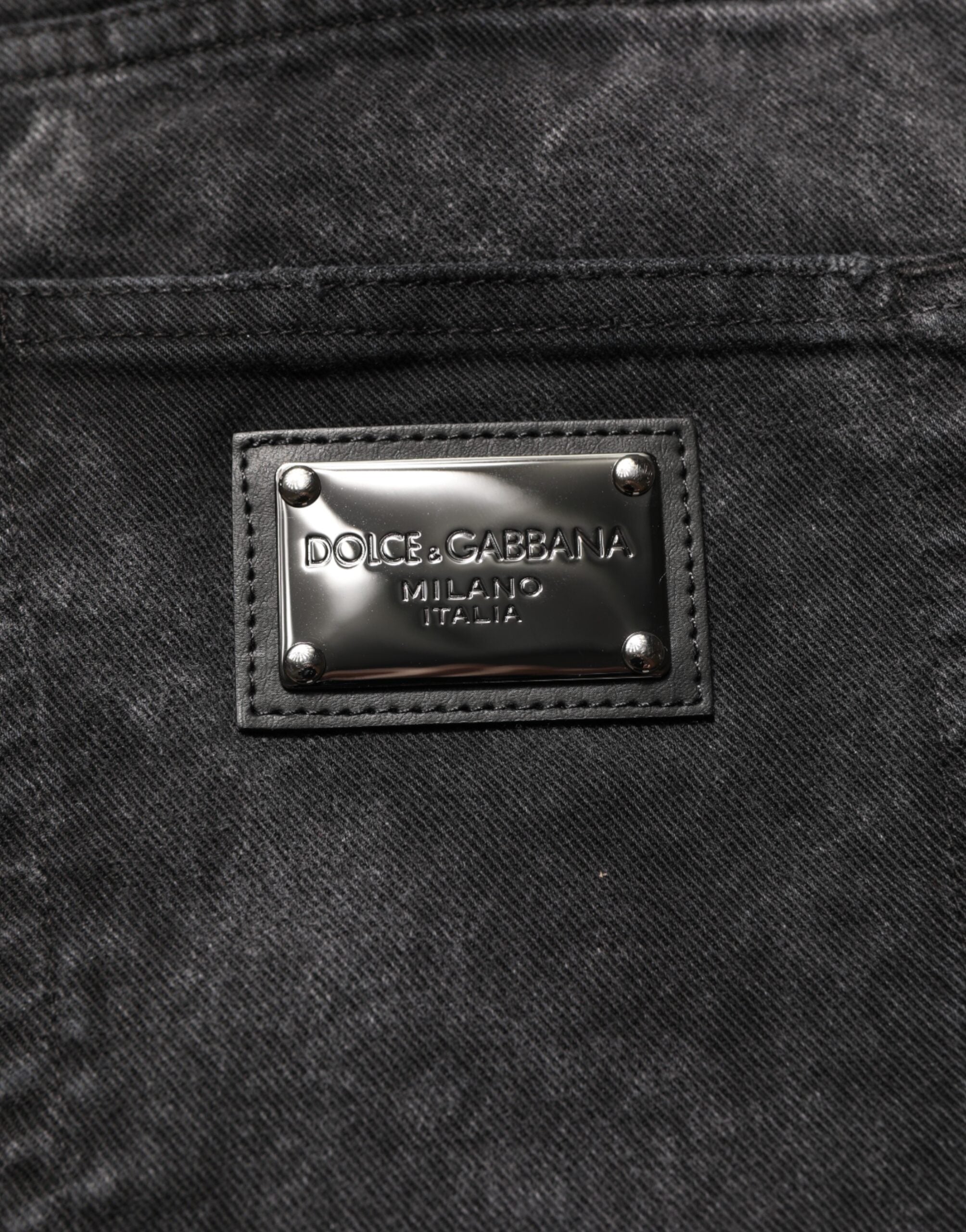 Bermudas vaqueras de cintura media de algodón negro de Dolce & Gabbana para hombre-8