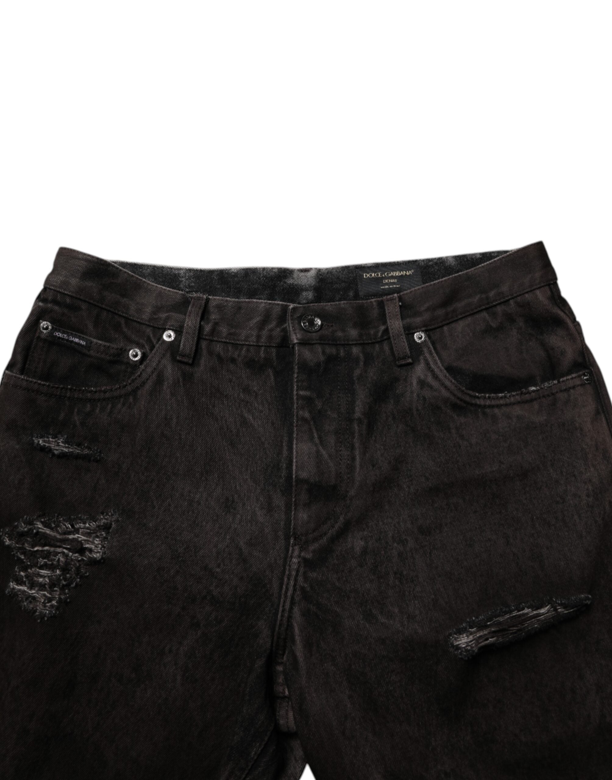 Bermudas de mezclilla deshilachada de algodón negro de Dolce & Gabbana para hombre-5