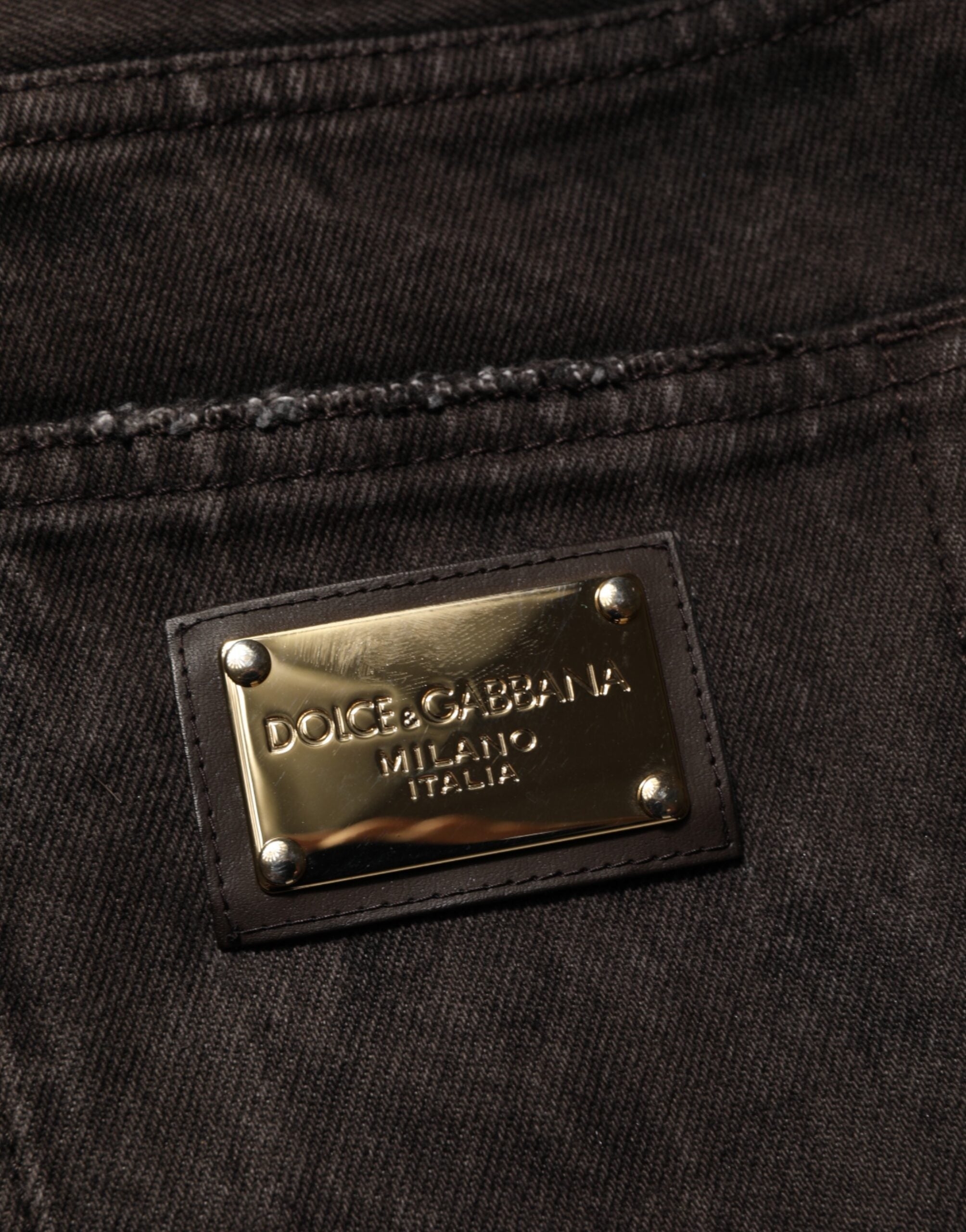 Bermudas de mezclilla deshilachada de algodón negro de Dolce & Gabbana para hombre-7