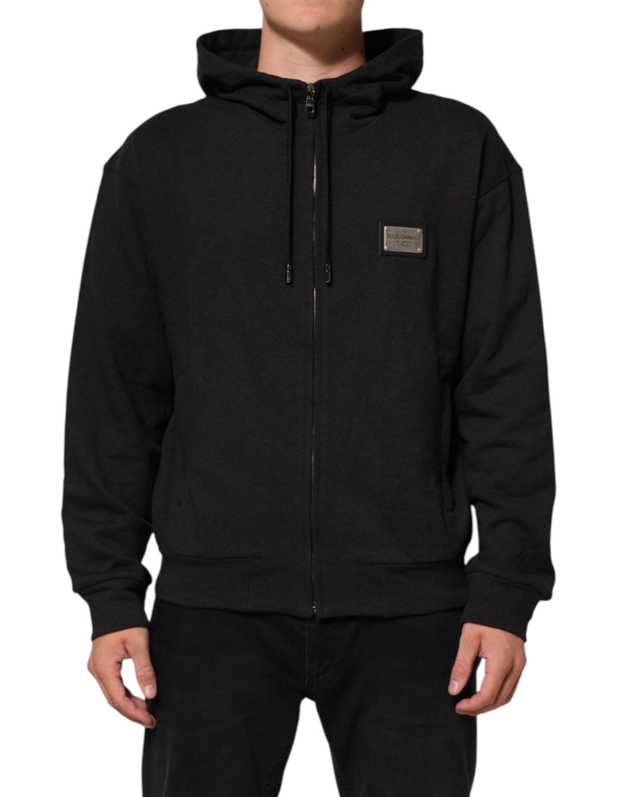 Dolce & Gabbana Black Logo Full Zip Hooded Sweatshirt Pullover-2