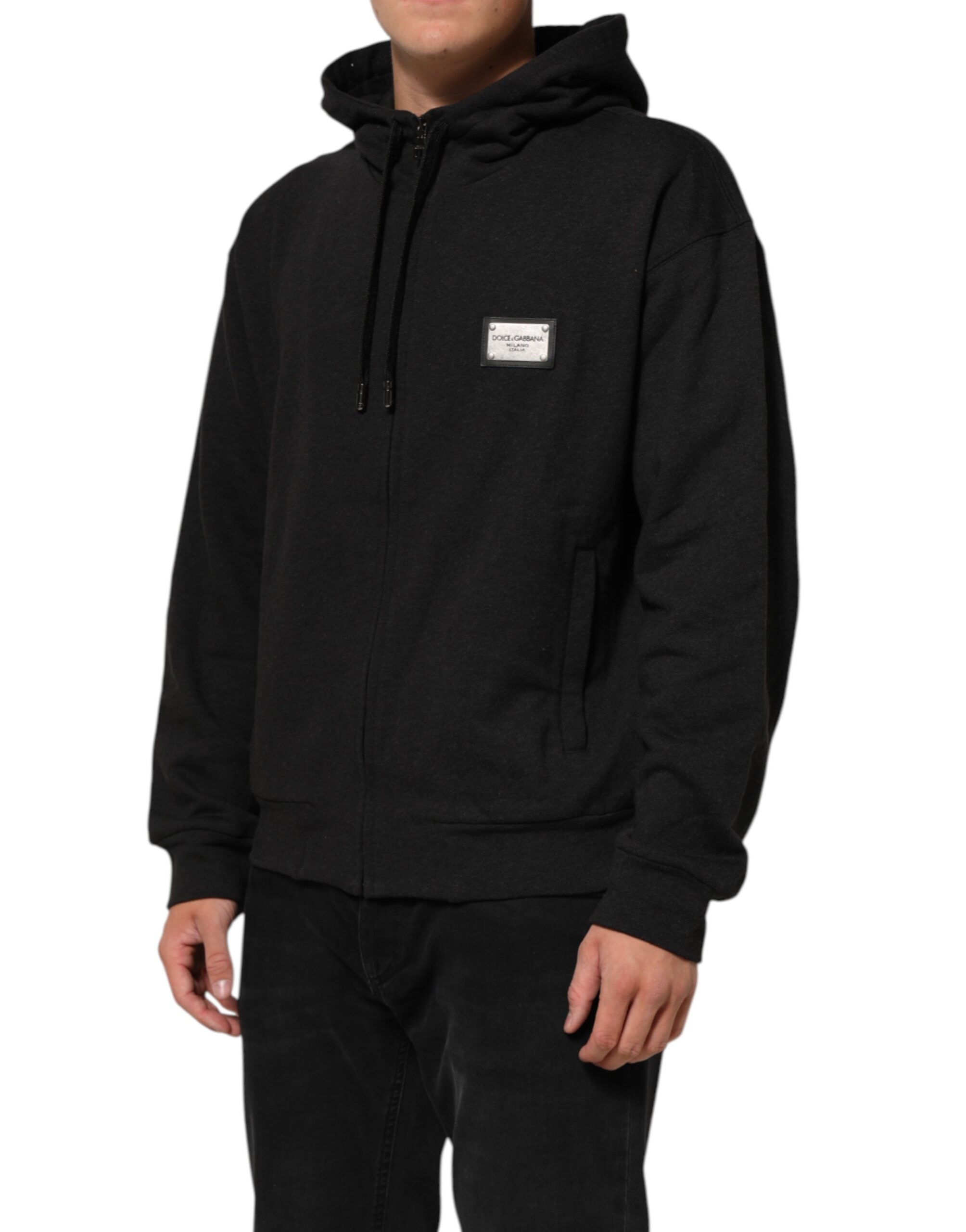 Dolce & Gabbana Black Logo Full Zip Hooded Sweatshirt Pullover-3