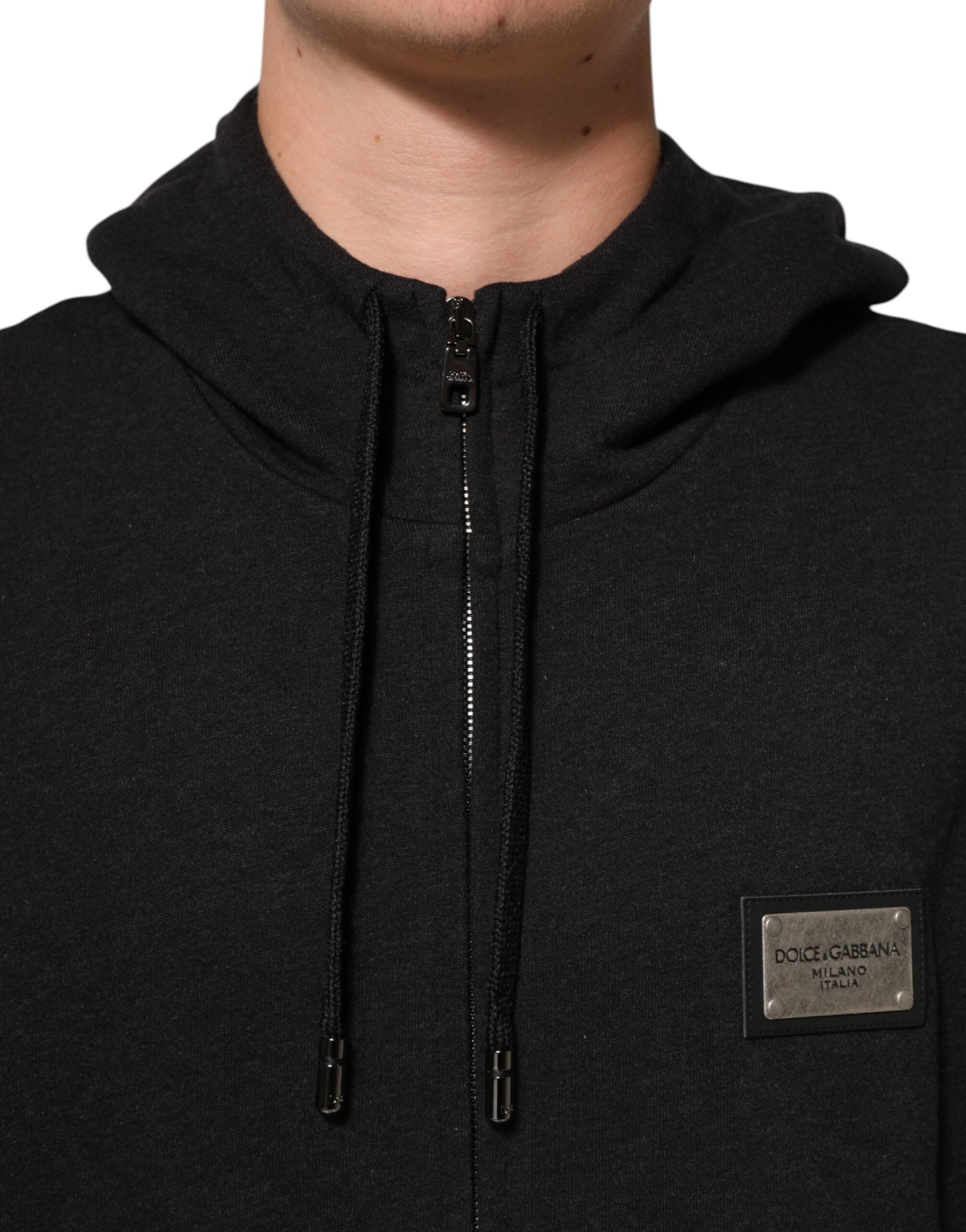 Dolce & Gabbana Black Logo Full Zip Hooded Sweatshirt Pullover-5